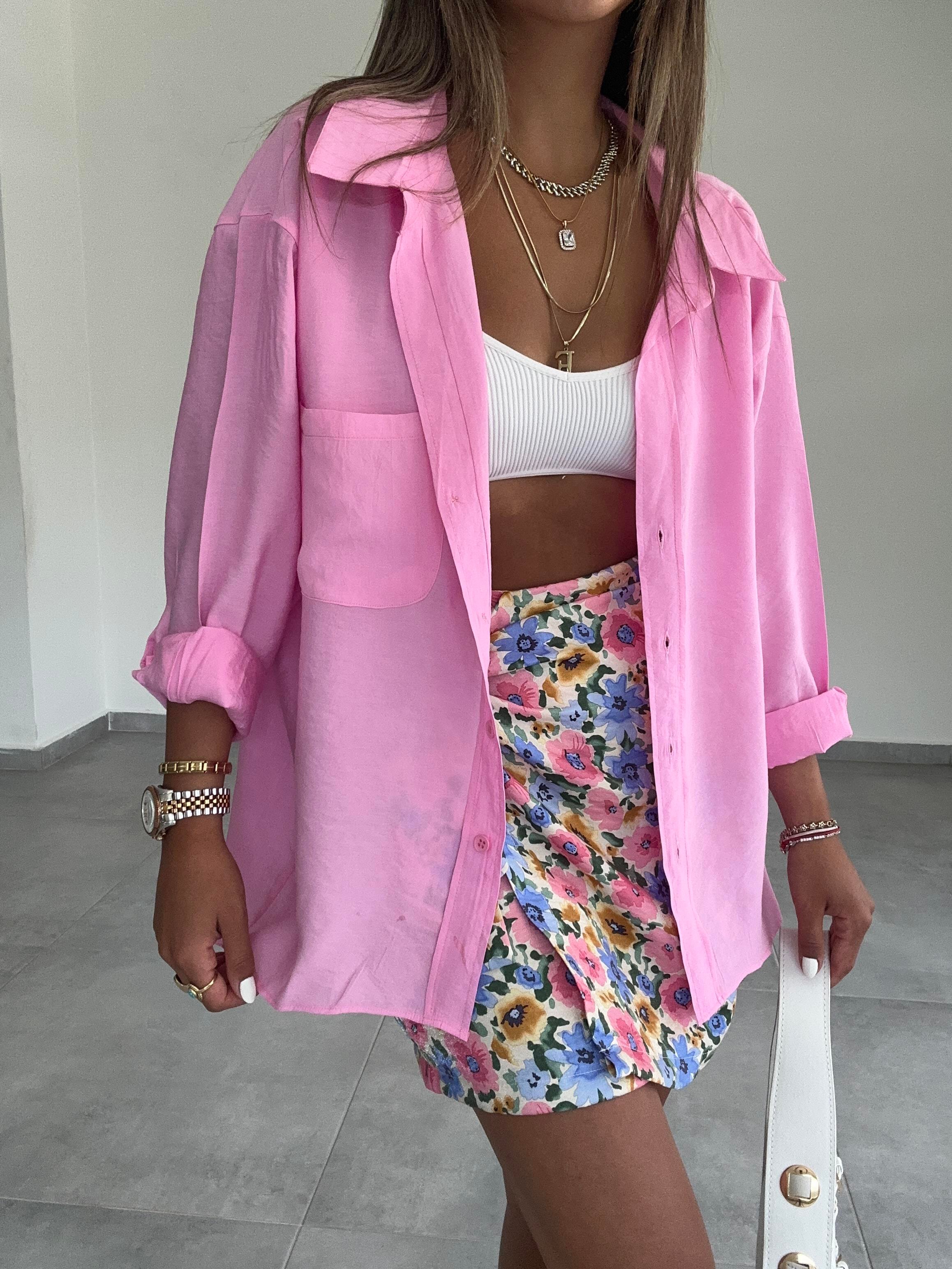 Pembe Oversize Gömlek