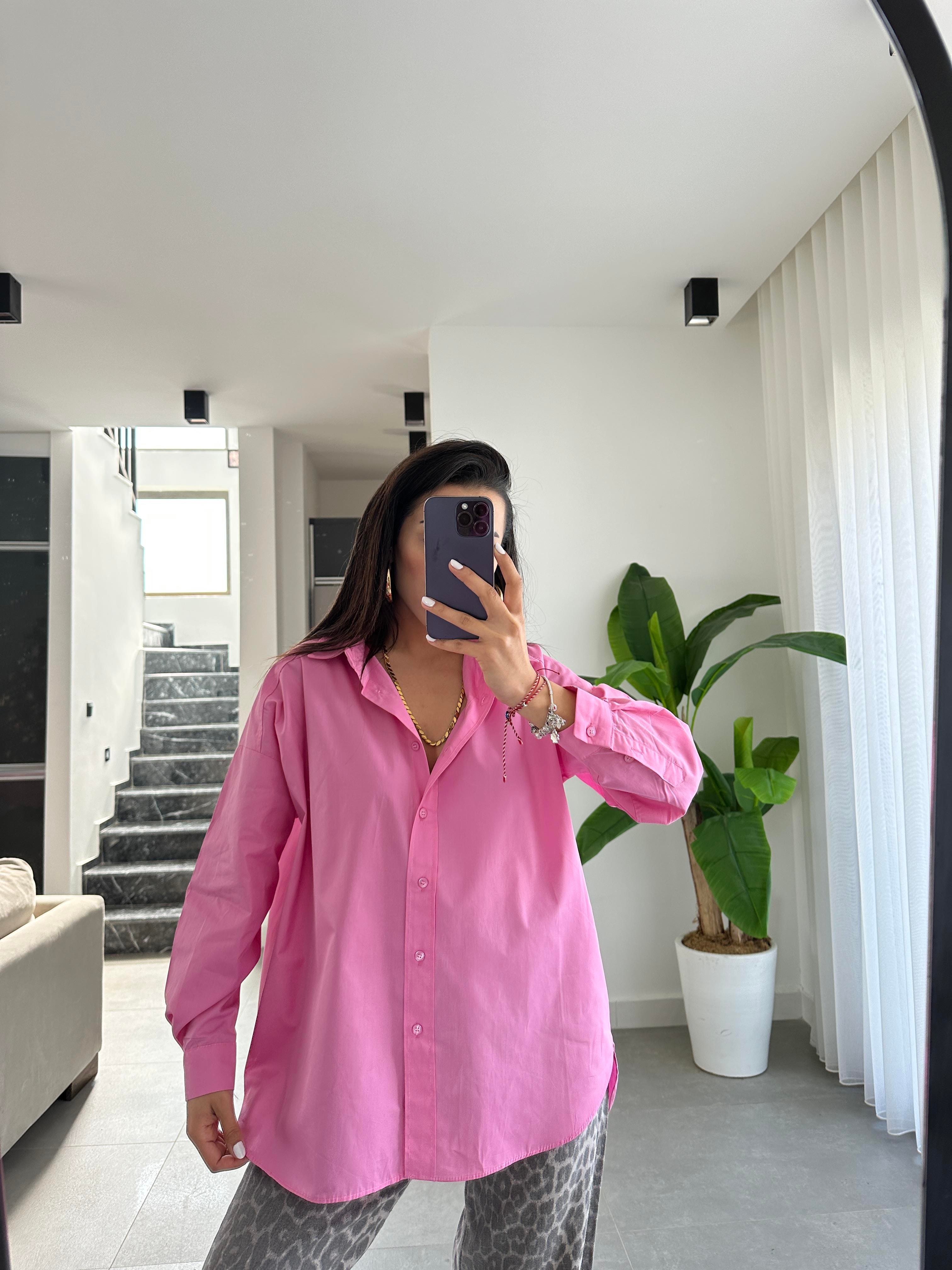 Pembe Poplin Gömlek