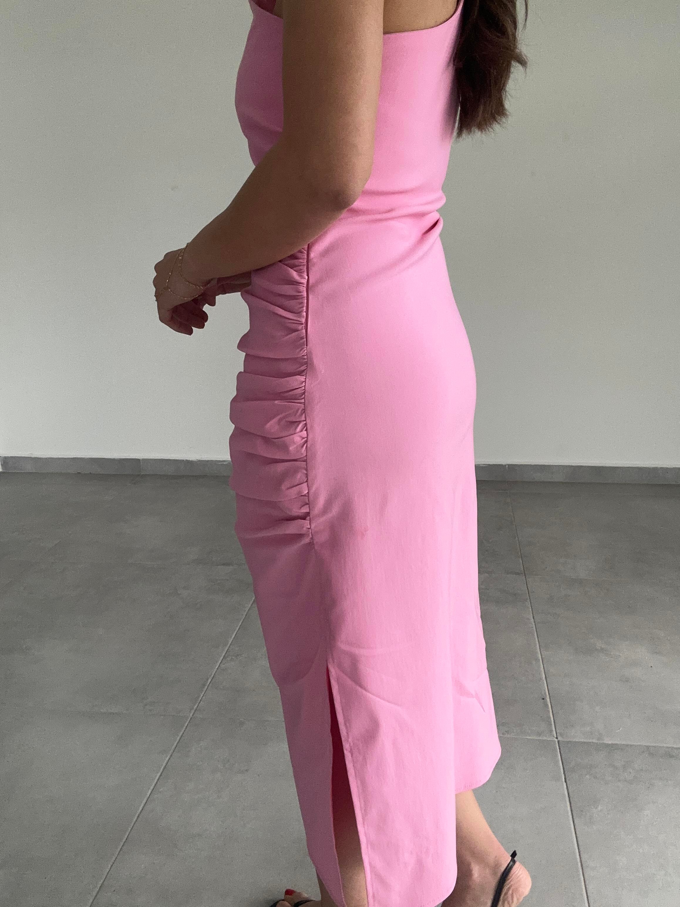 Pembe Tek Omuz Elbise