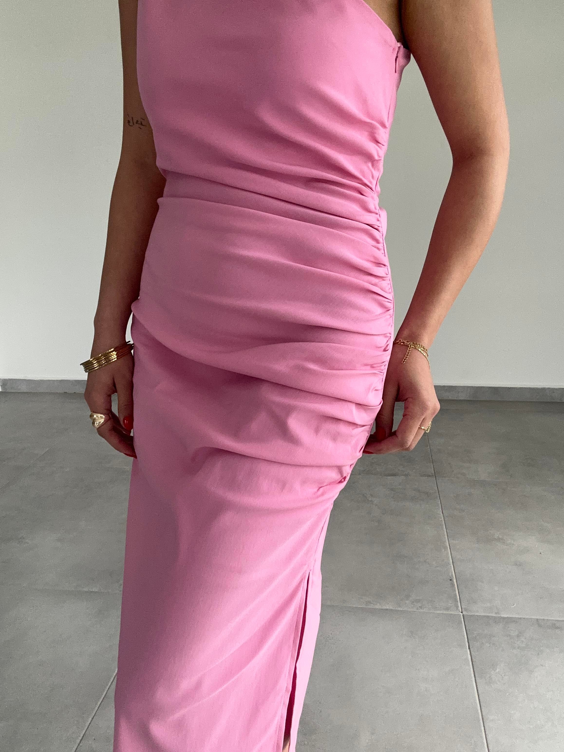 Pembe Tek Omuz Elbise