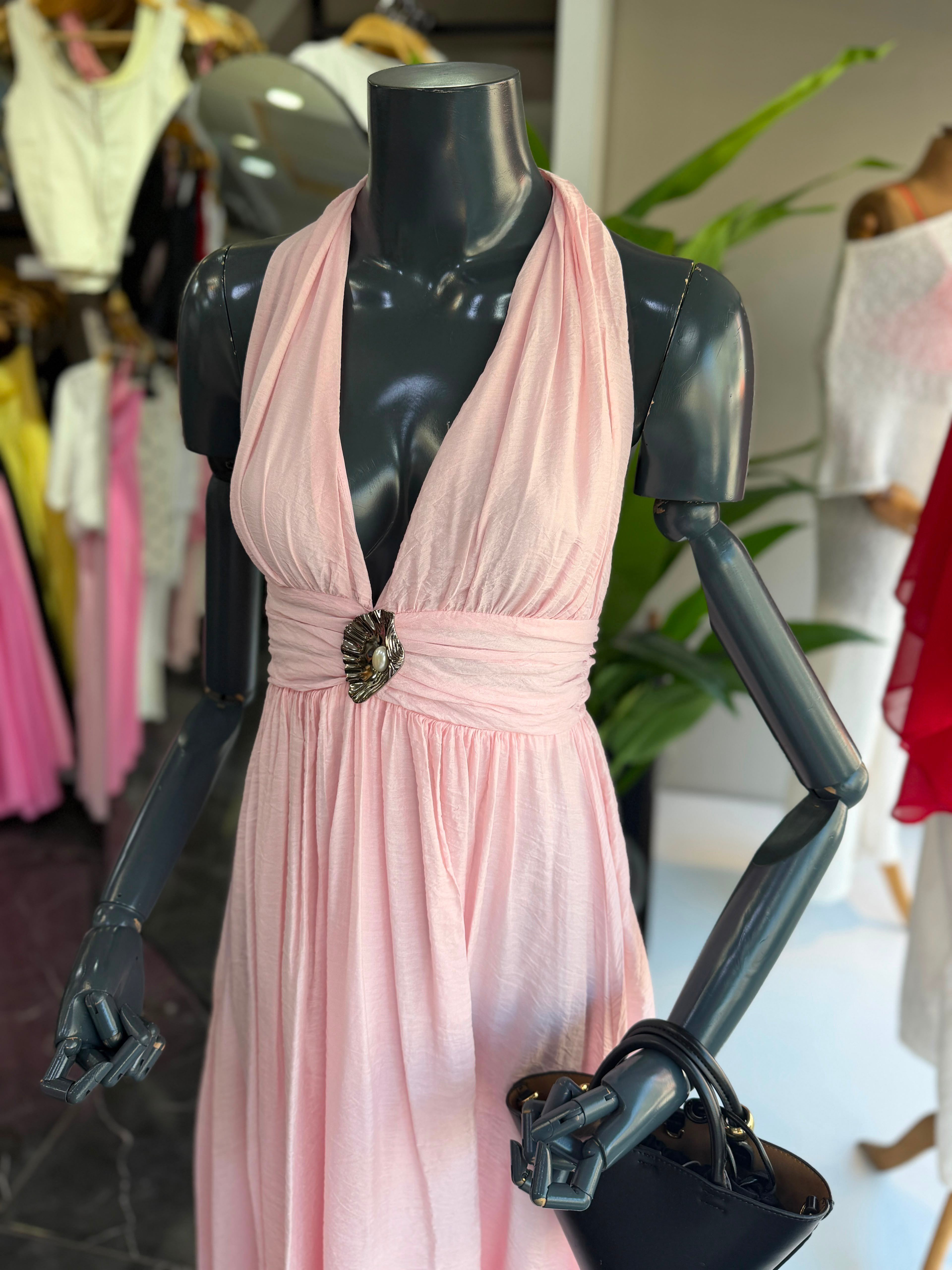 Pembe Tokalı Elbise