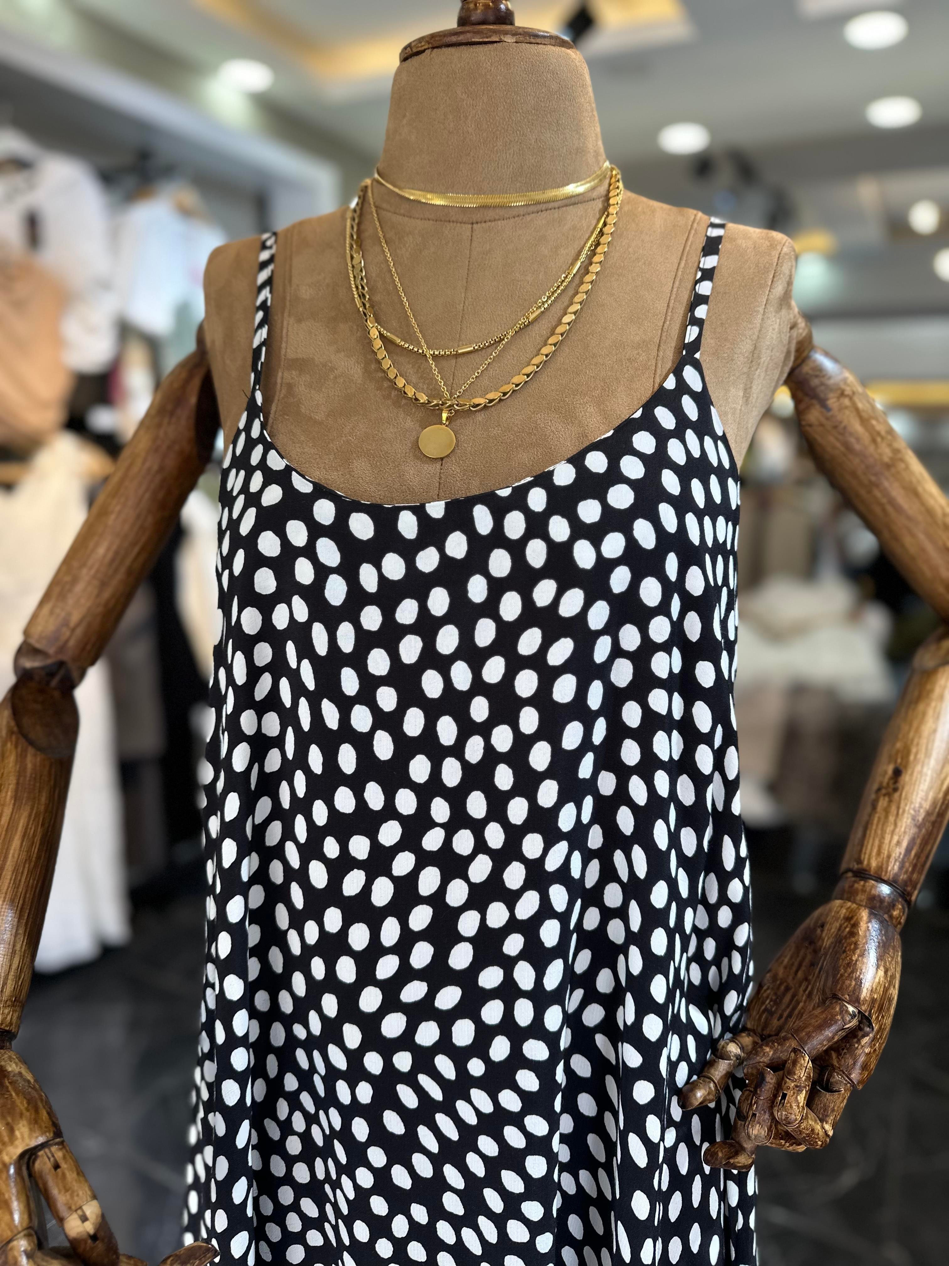 Puantiyeli Askılı Elbise