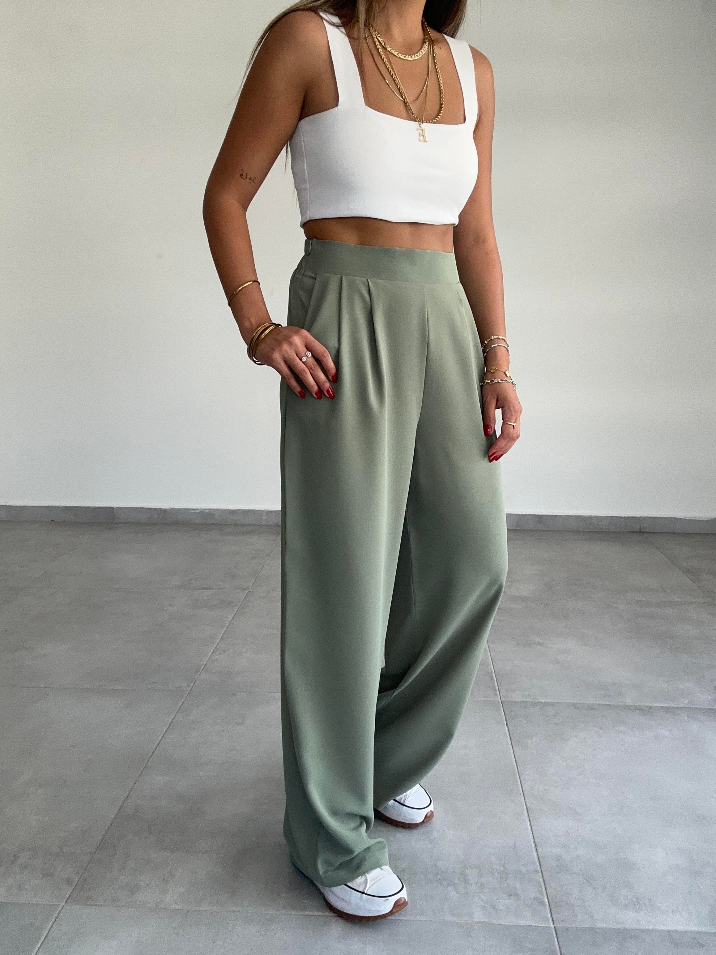 Rivero Yeşil Pileli Palazzo