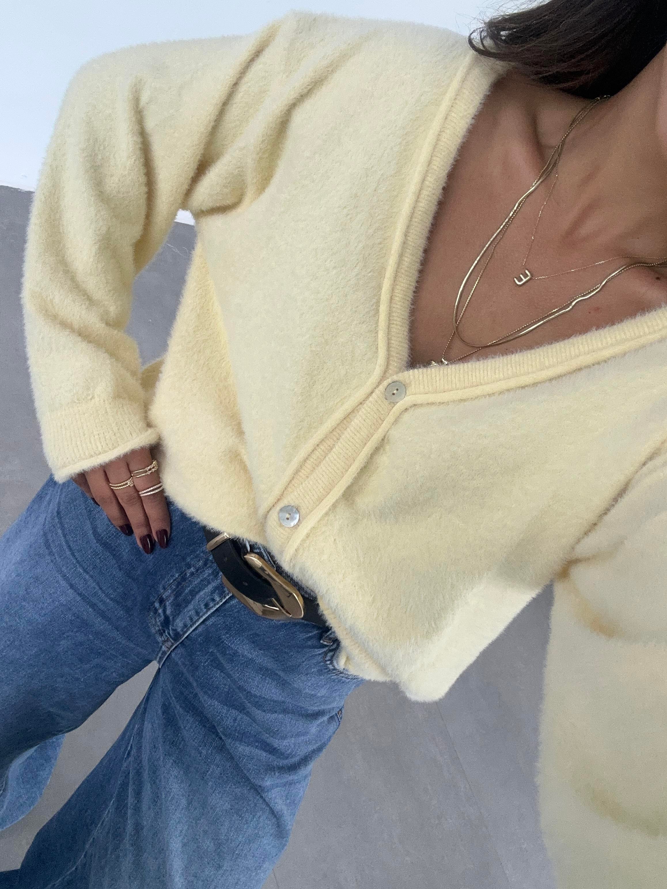 Sarı 4 Düğmeli Hırka