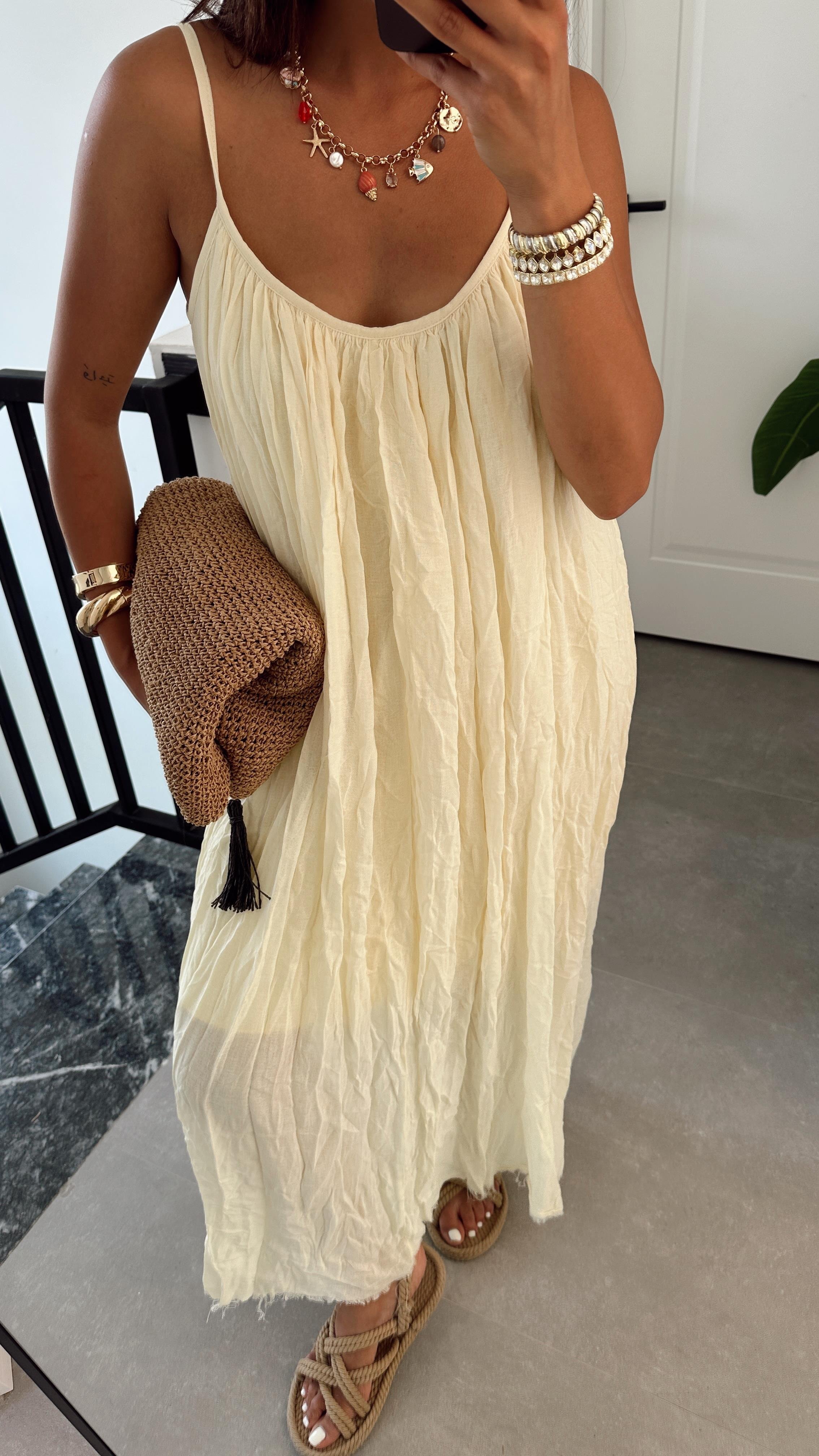 Sarı Askılı Elbise