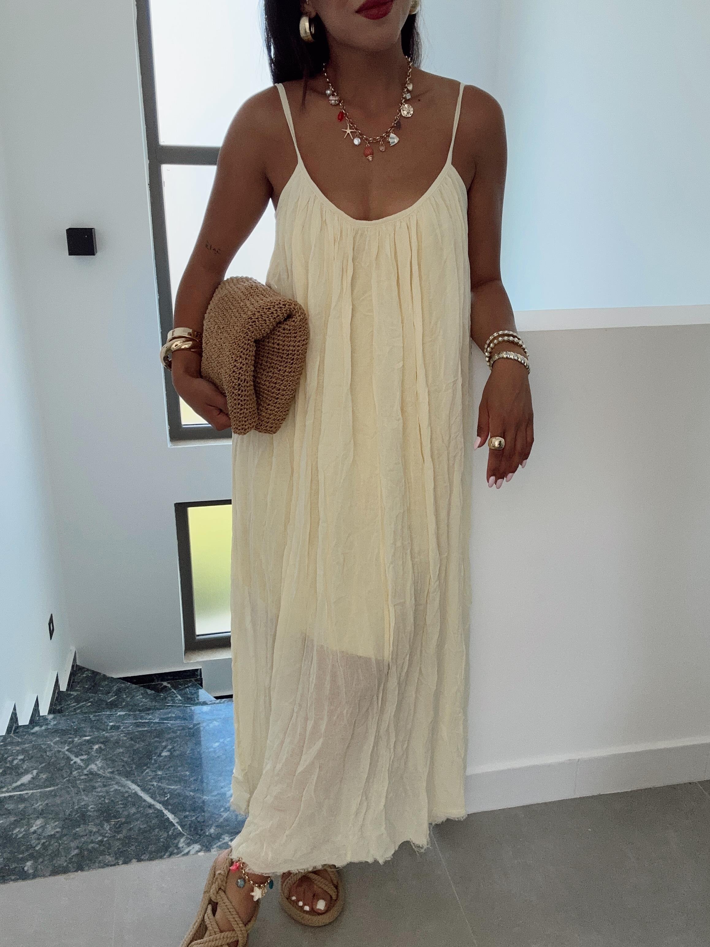 Sarı Askılı Elbise