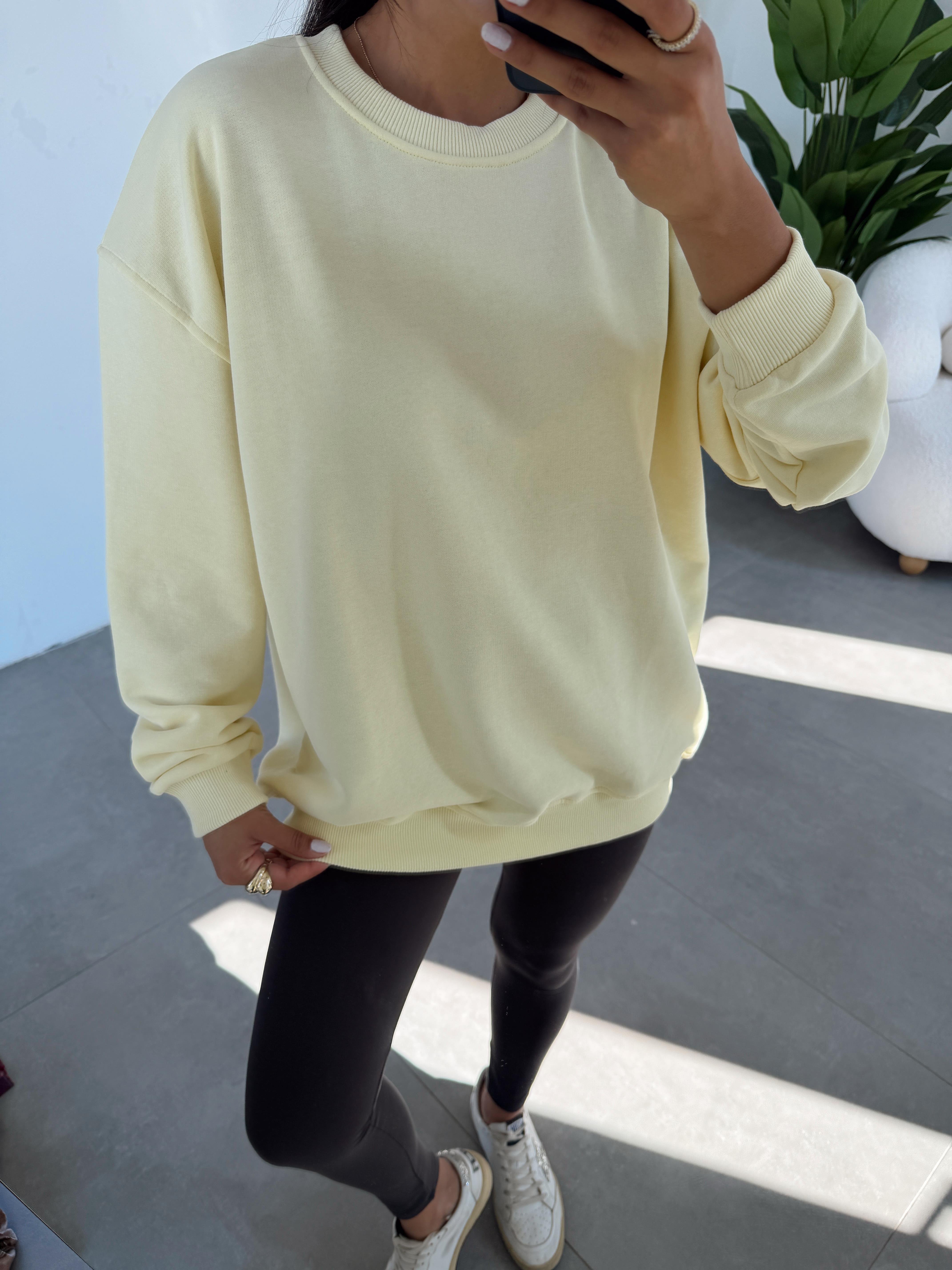 Sarı Bisiklet Yaka Oversize Sweat