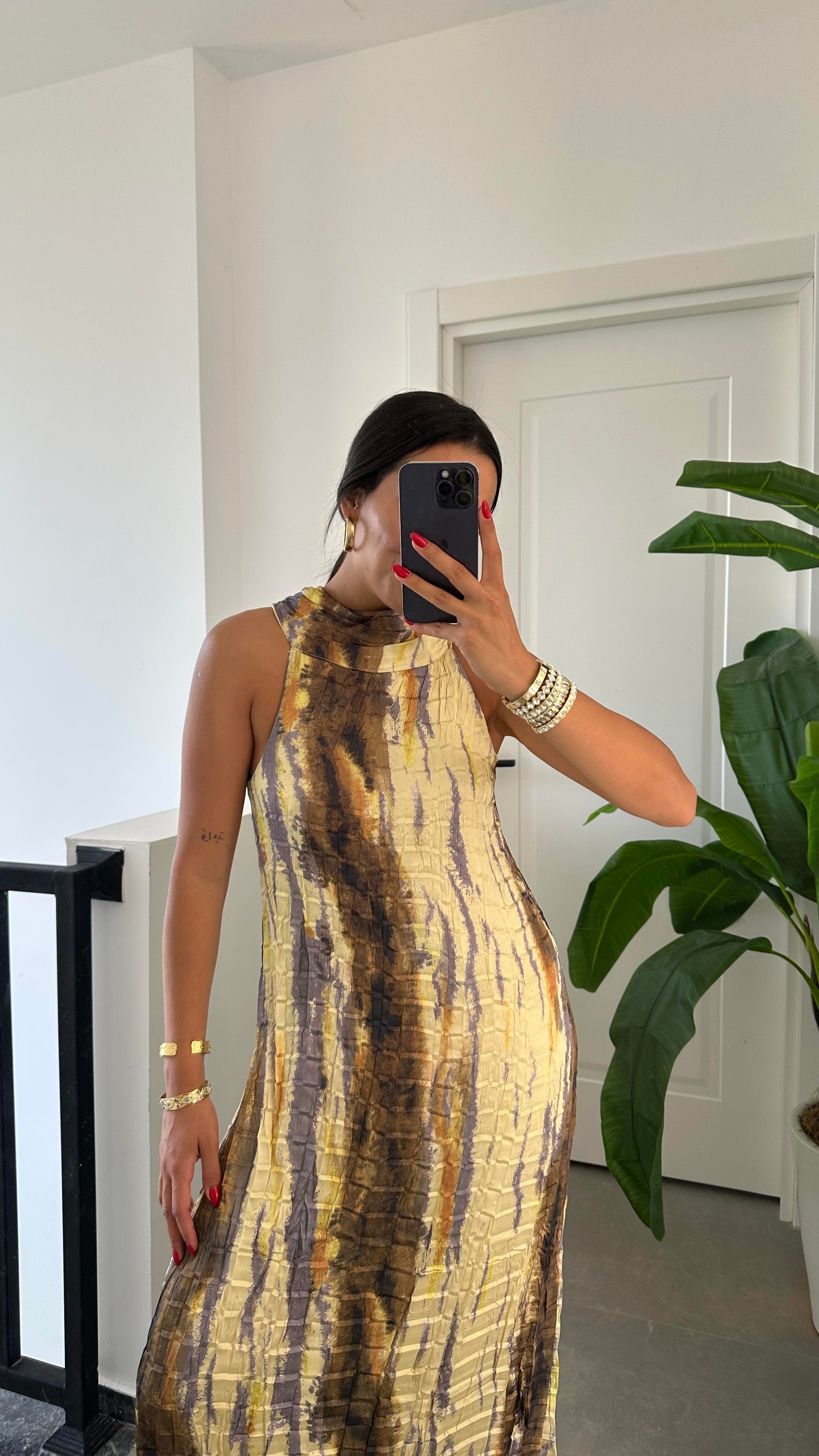 Sarı Kraşlı Elbise