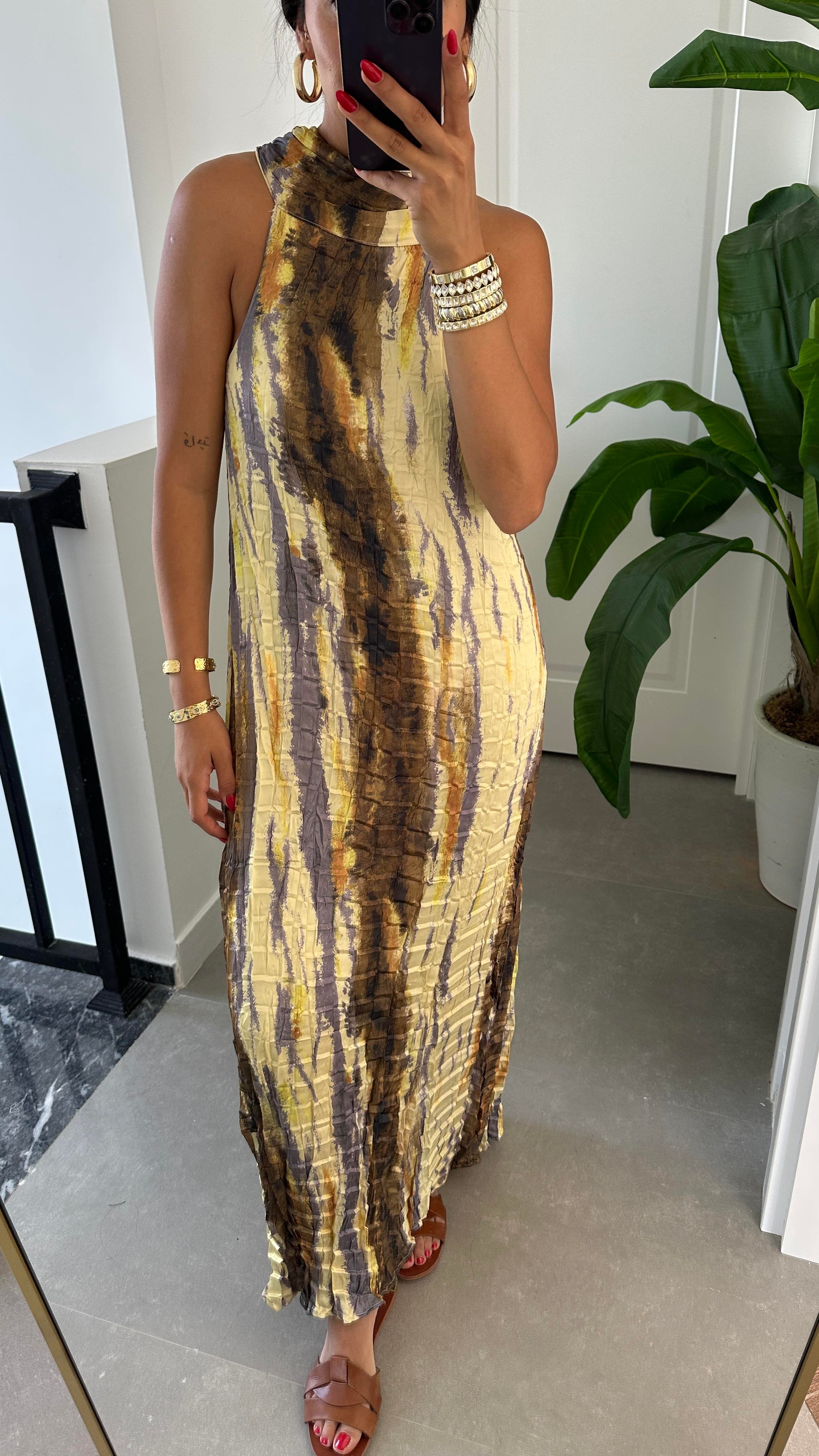 Sarı Kraşlı Elbise