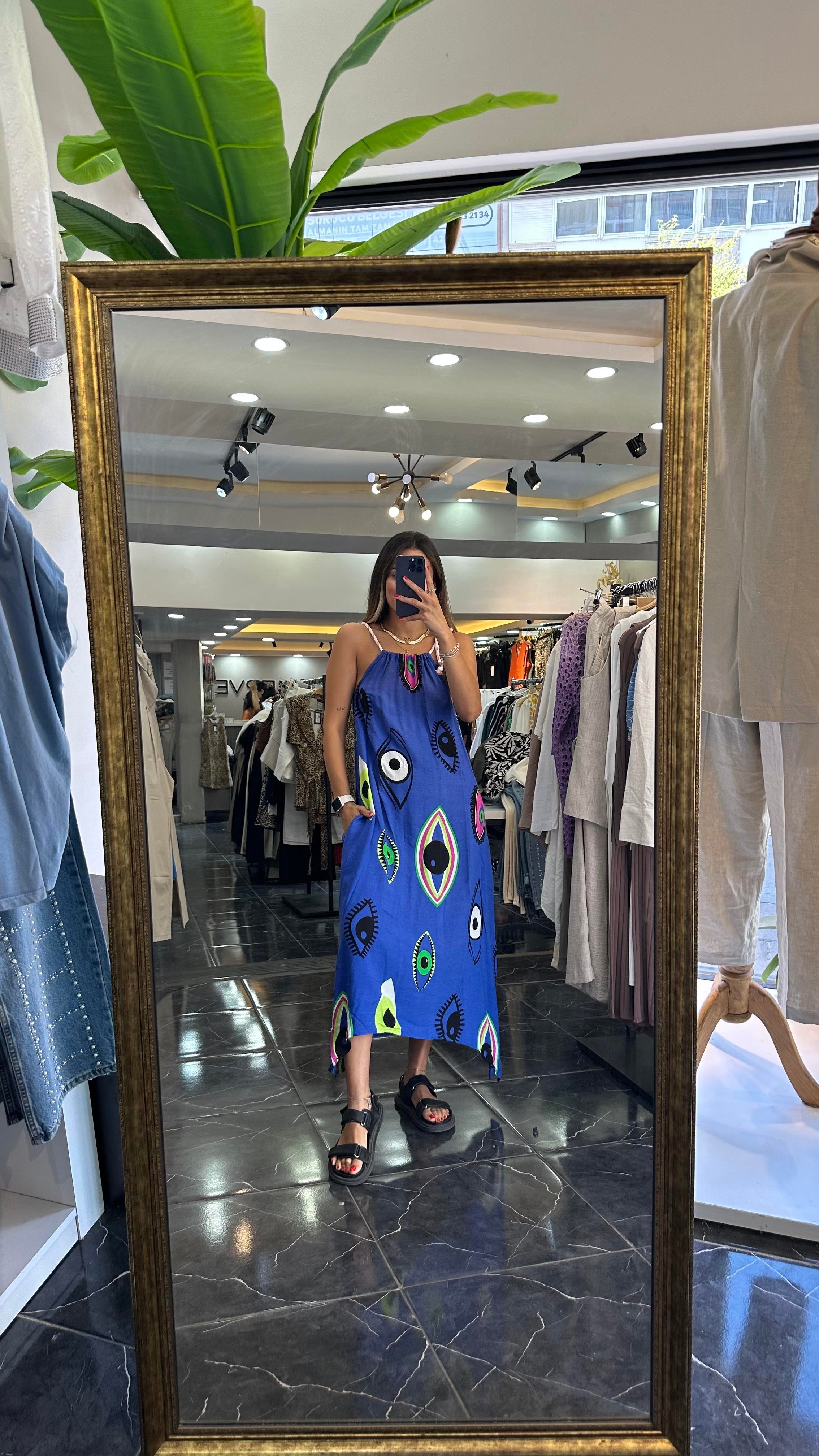 Sax Halatlı Göz Elbise