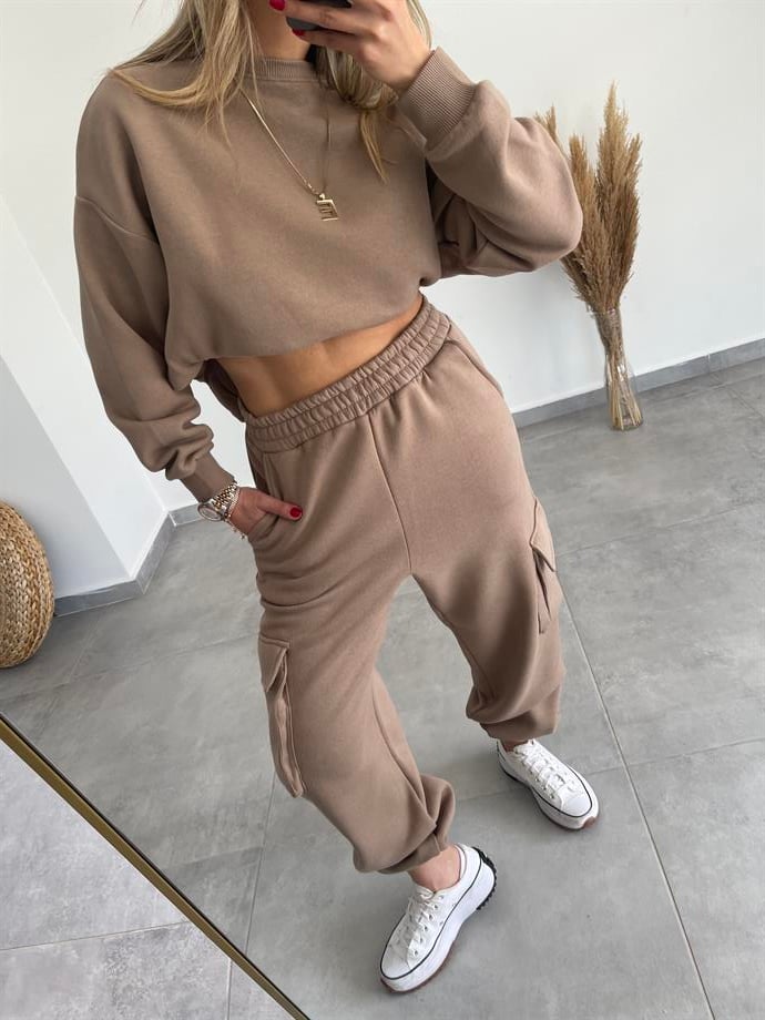 Sırt Detaylı Camel  Takım
