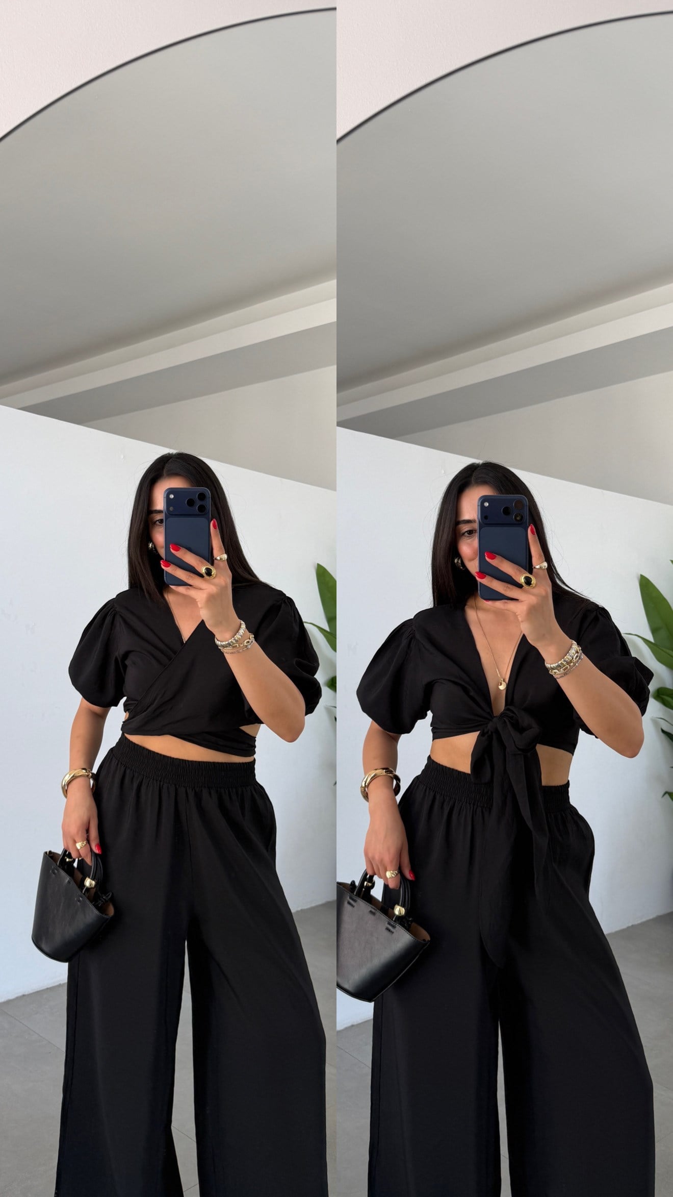 Siyah Aymila Bluz Pantolon Takım