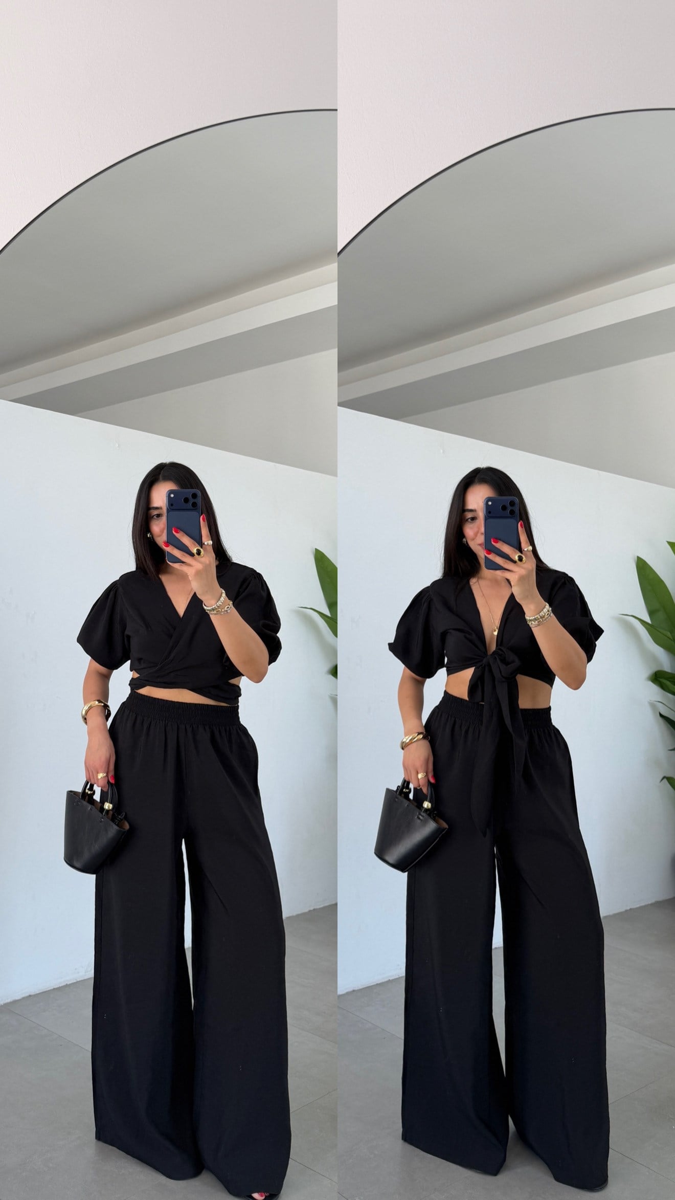 Siyah Aymila Bluz Pantolon Takım