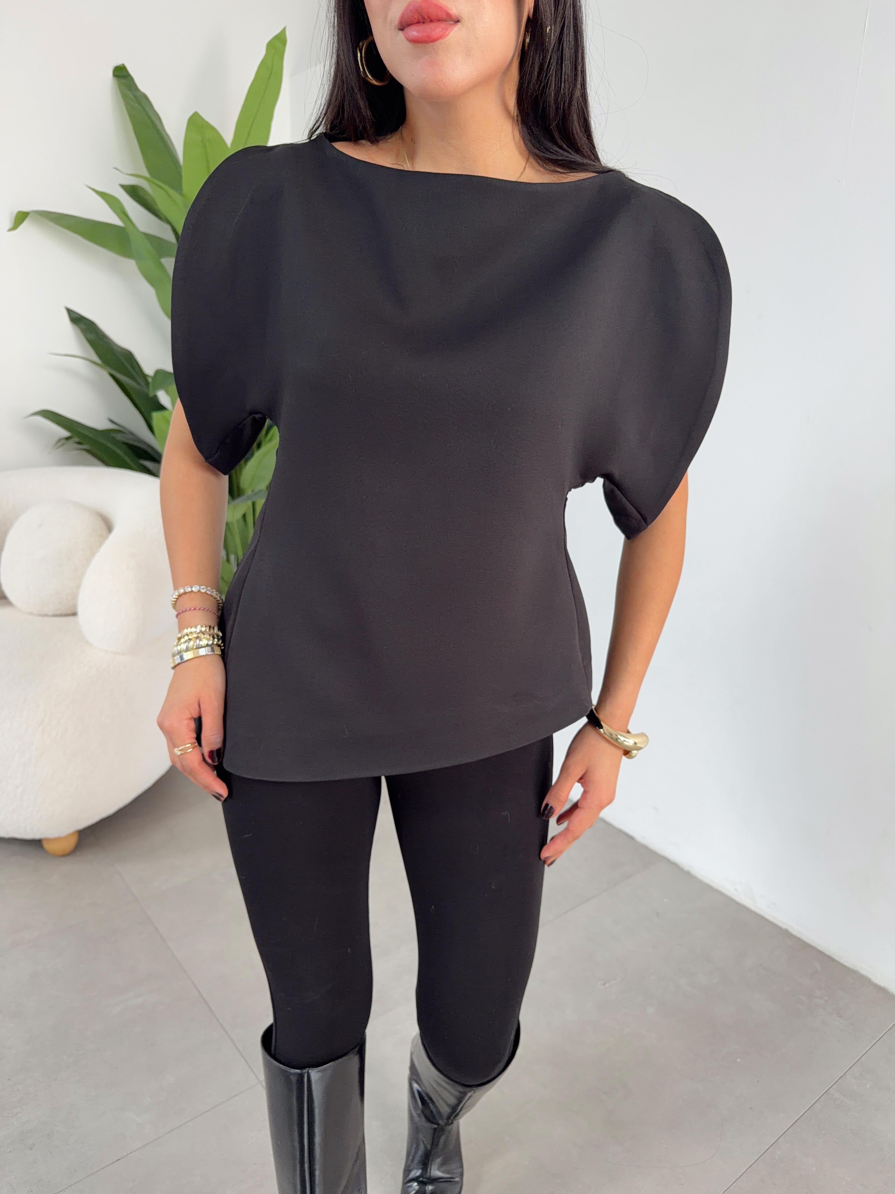 Siyah Balon Kol Bluz