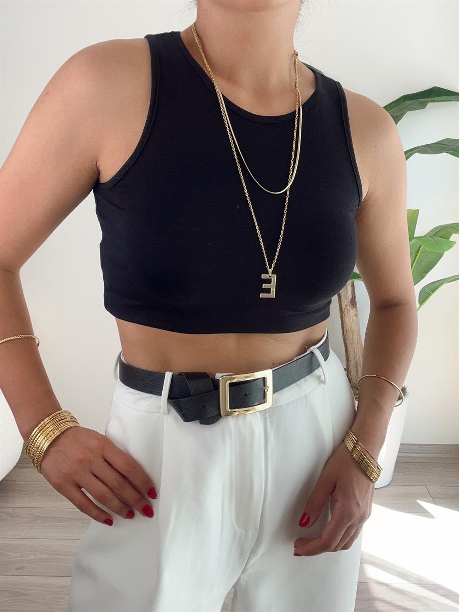 Siyah Basic Kolsuz Bluz