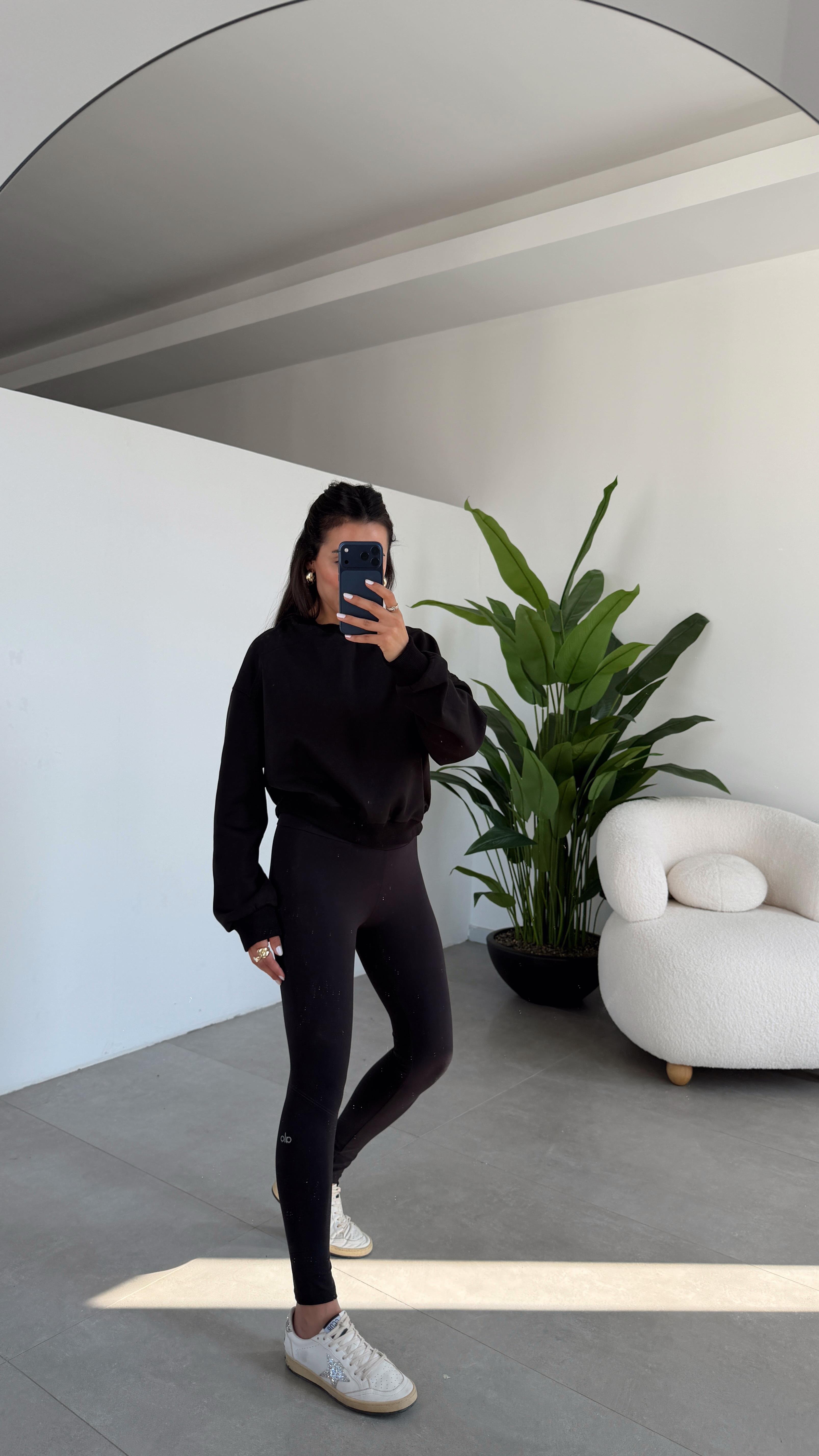 Siyah Bisiklet Yaka Sweat