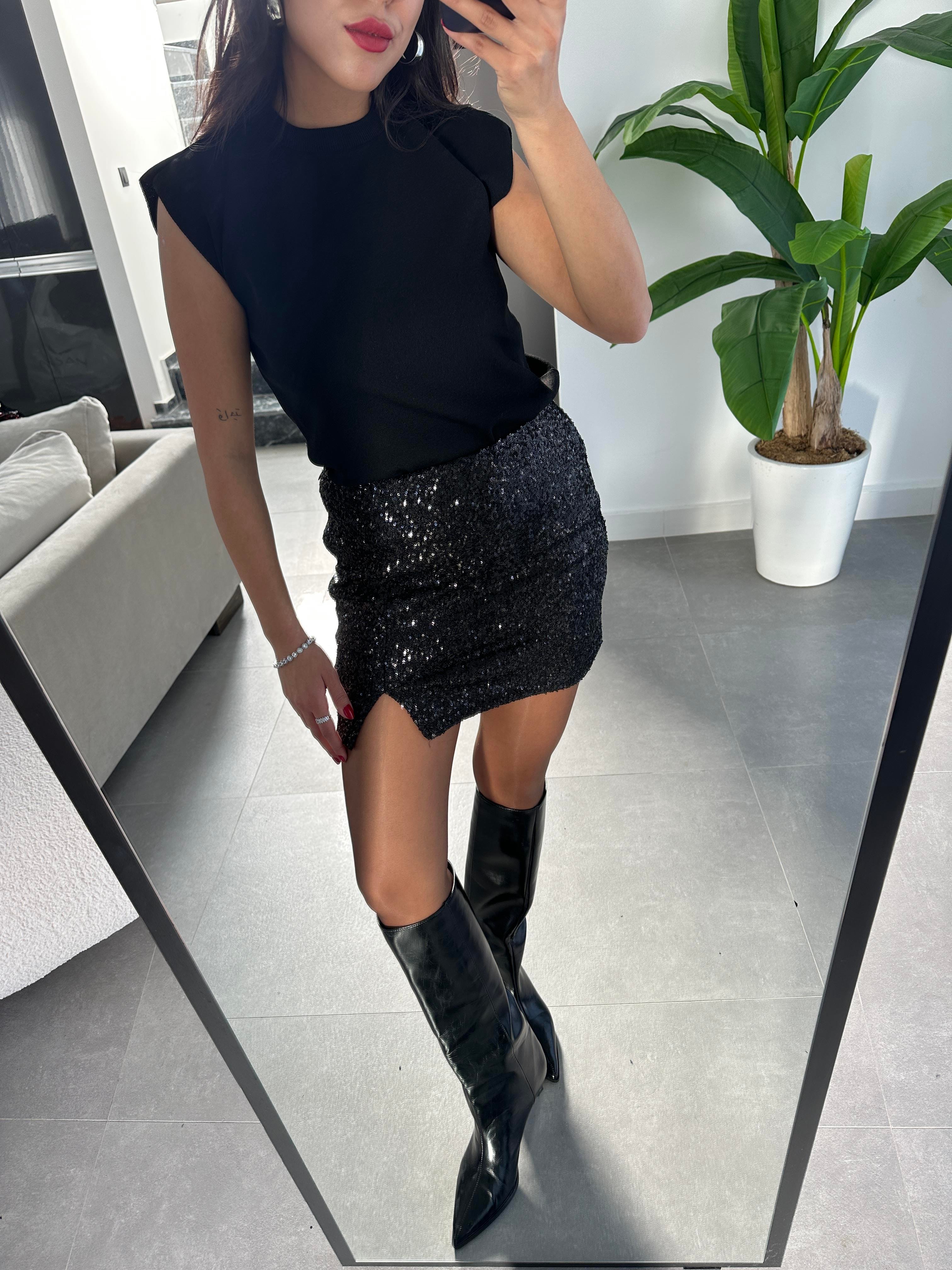 Siyah Bisiklet Yaka Triko