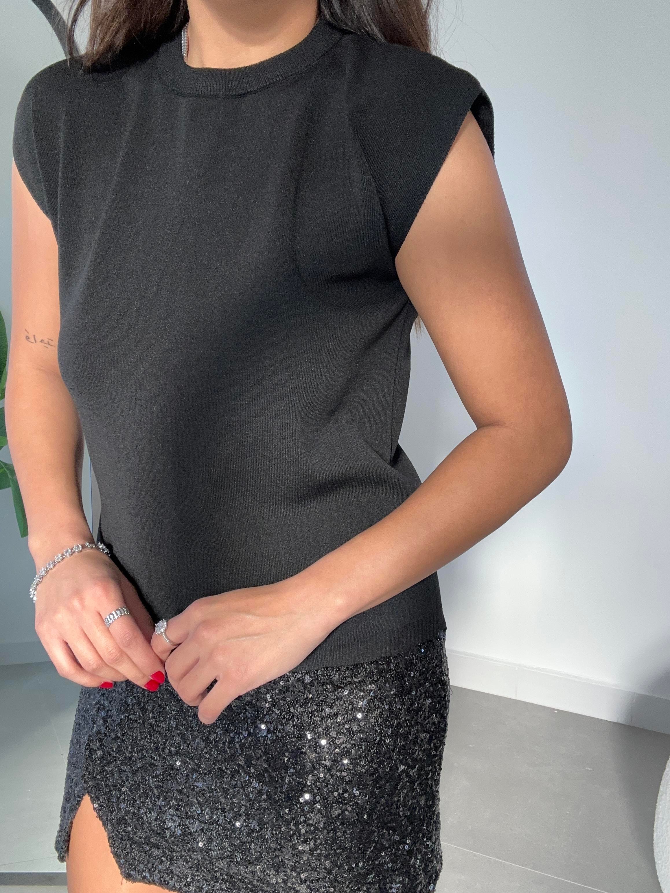 Siyah Bisiklet Yaka Triko