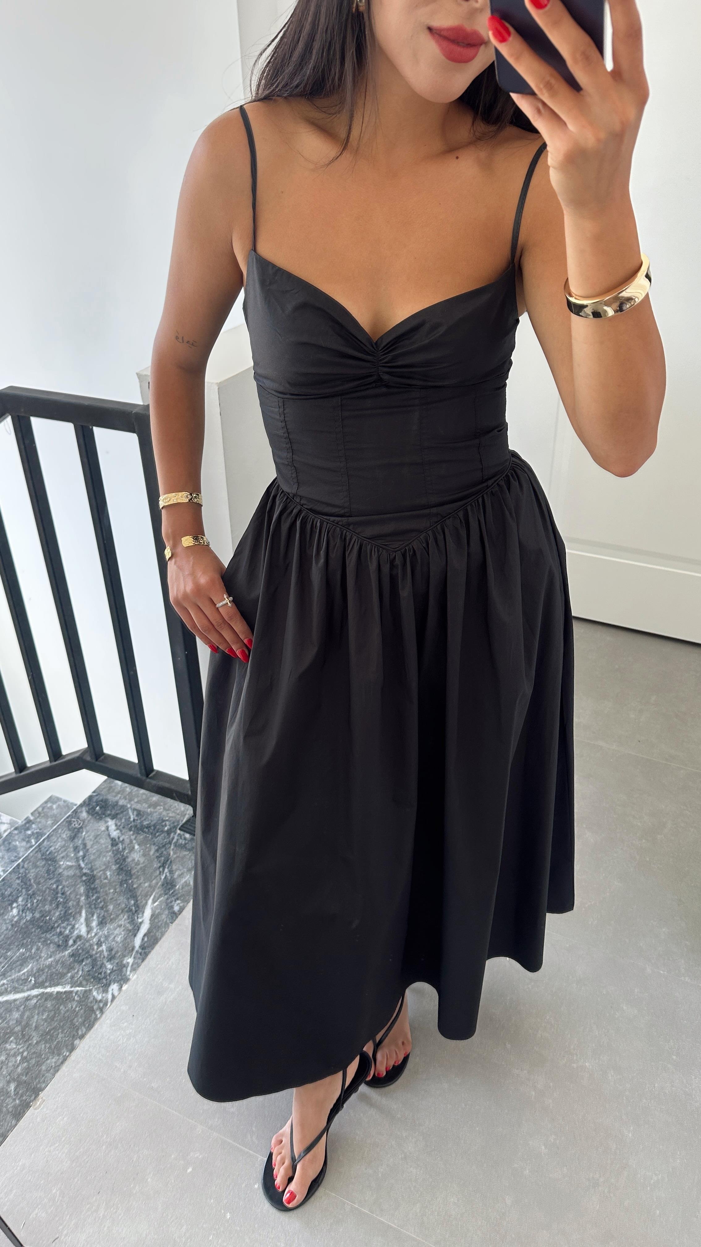 Siyah Candora Elbise