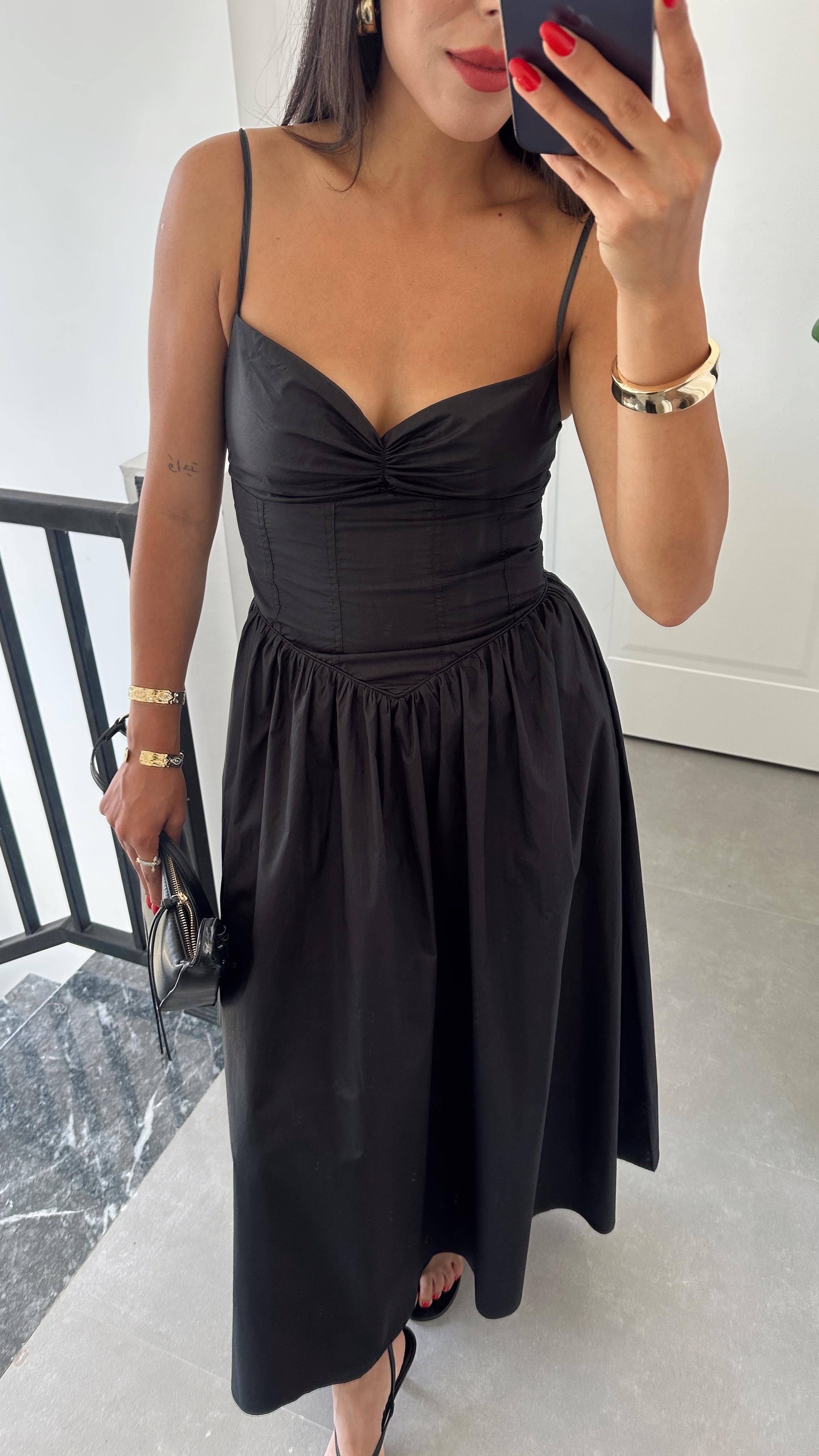 Siyah Candora Elbise