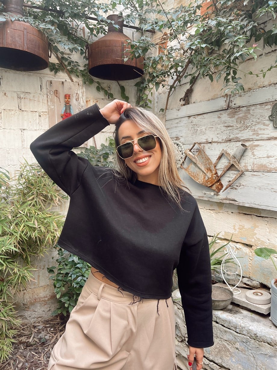 Siyah Crop Sweat