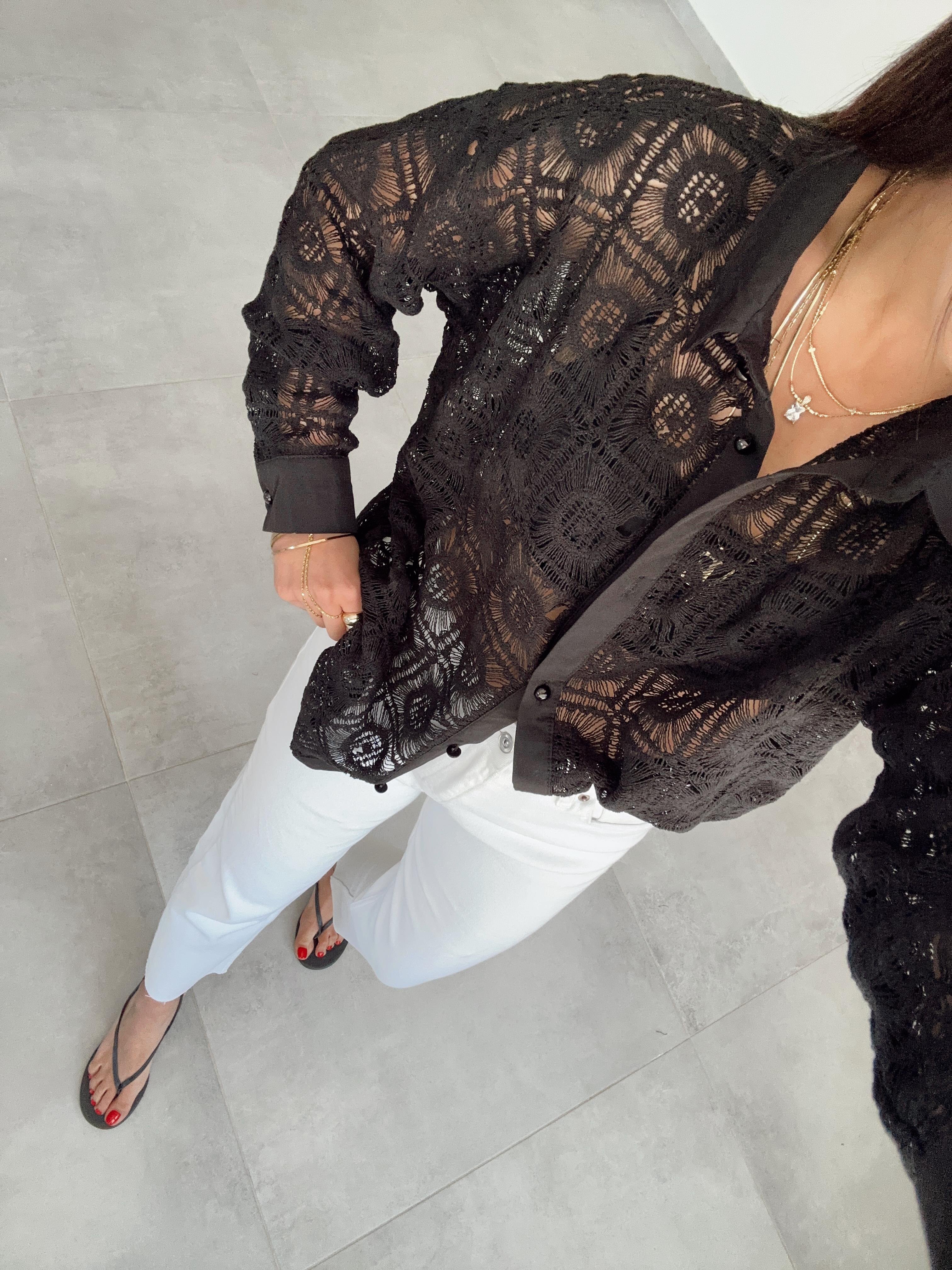 Siyah Dantel Gömlek