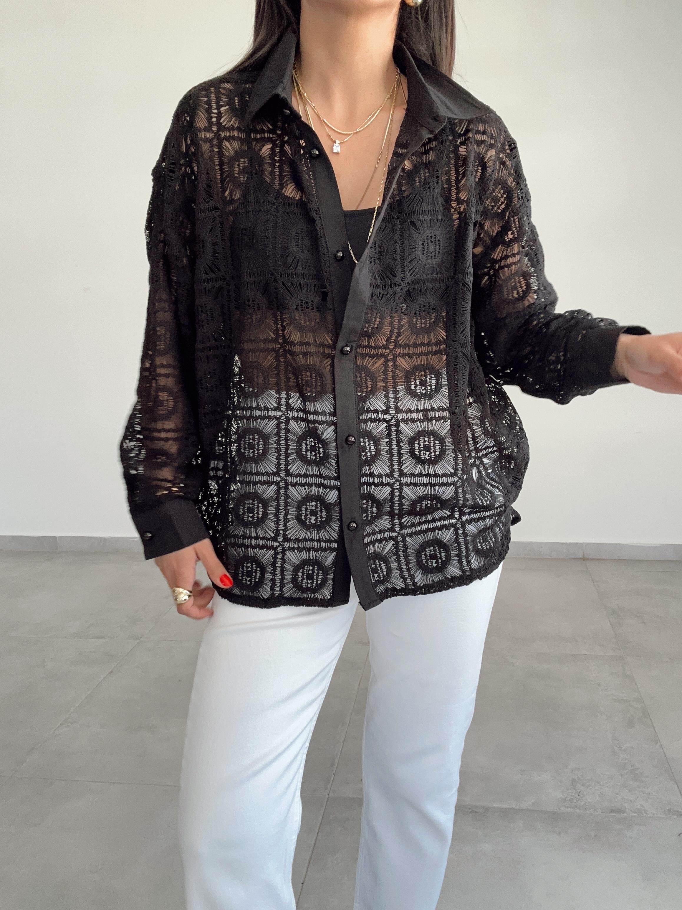 Siyah Dantel Gömlek