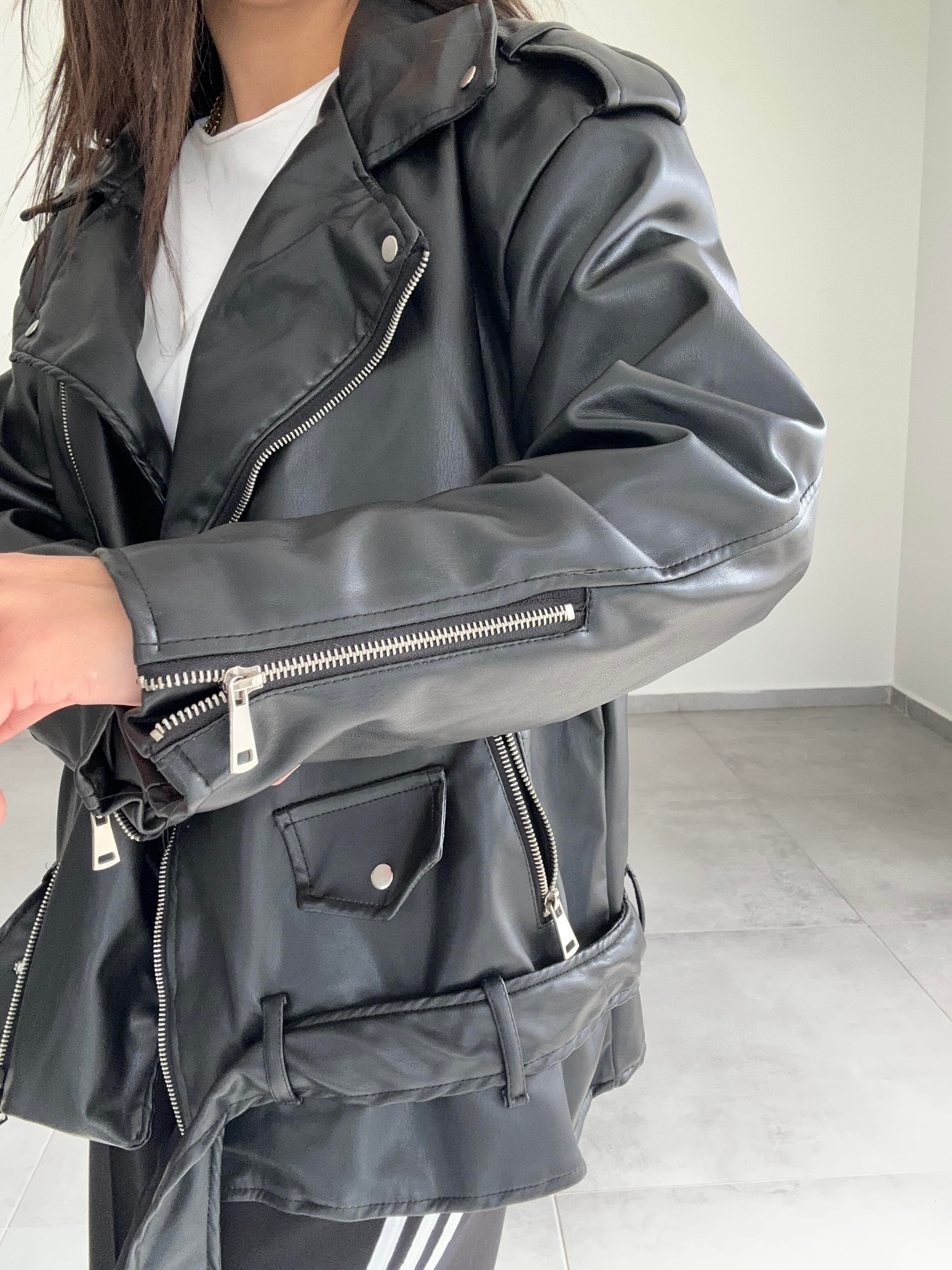 Siyah Deri Oversize Ceket