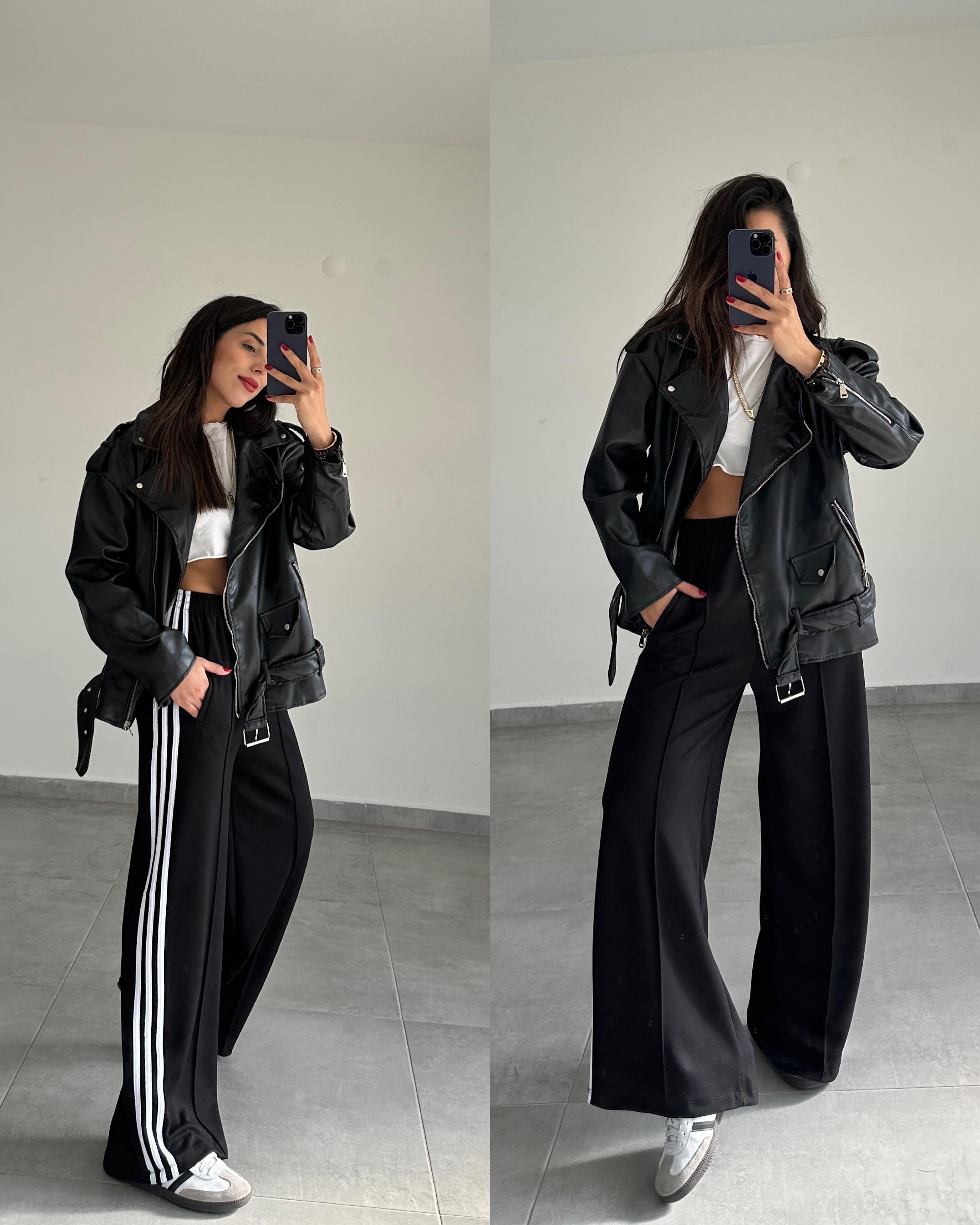 Siyah Deri Oversize Ceket