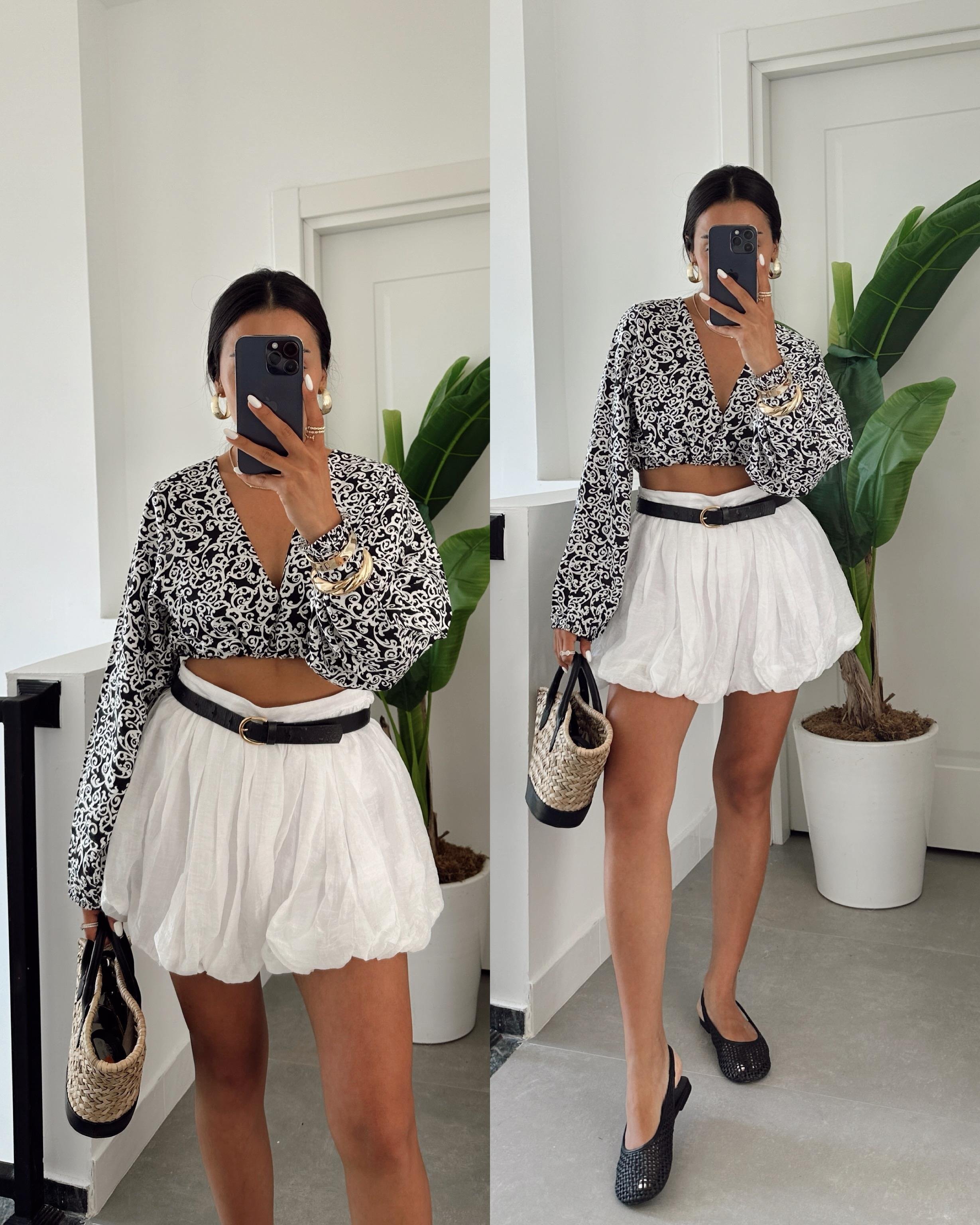 Siyah Erg Debbie Bluz