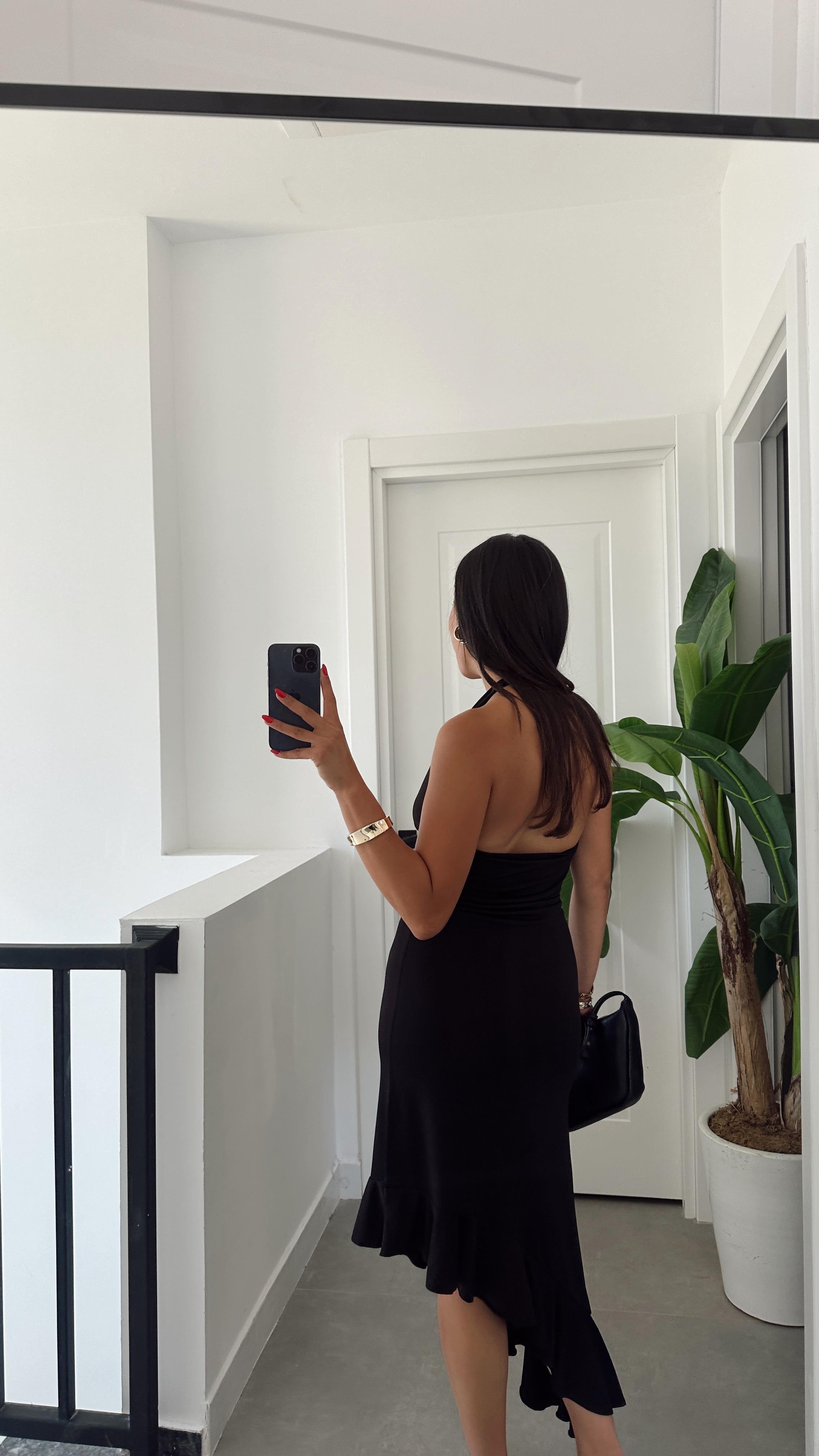 Siyah Erg Tasula Elbise