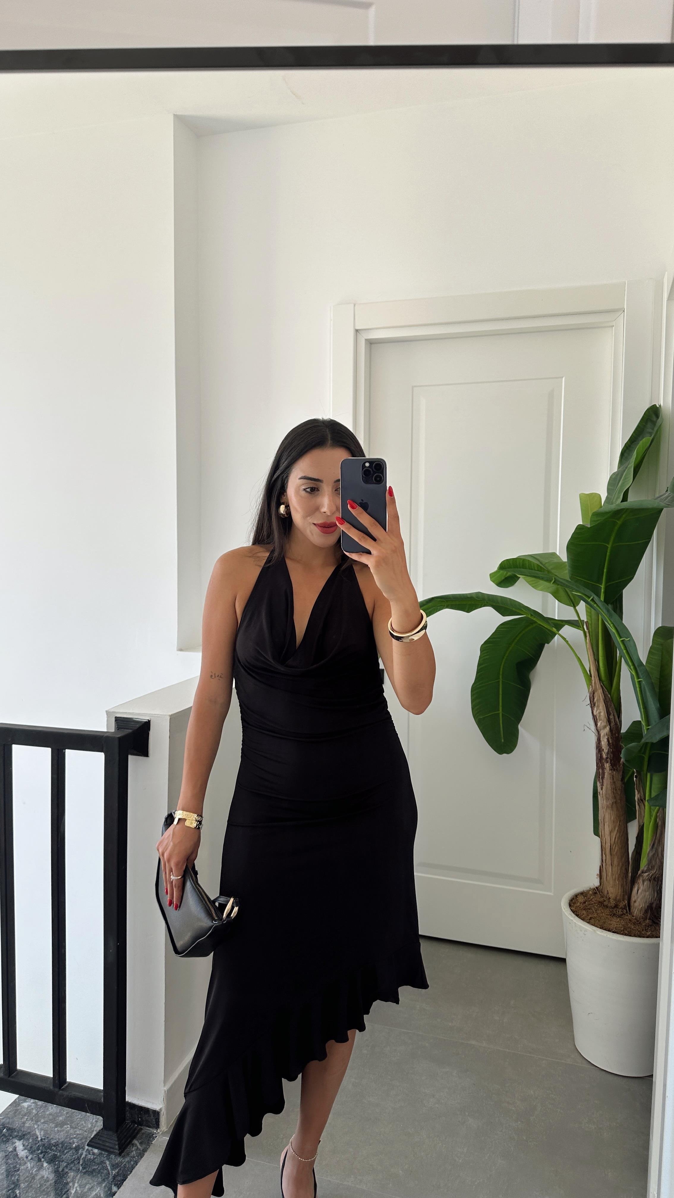 Siyah Erg Tasula Elbise