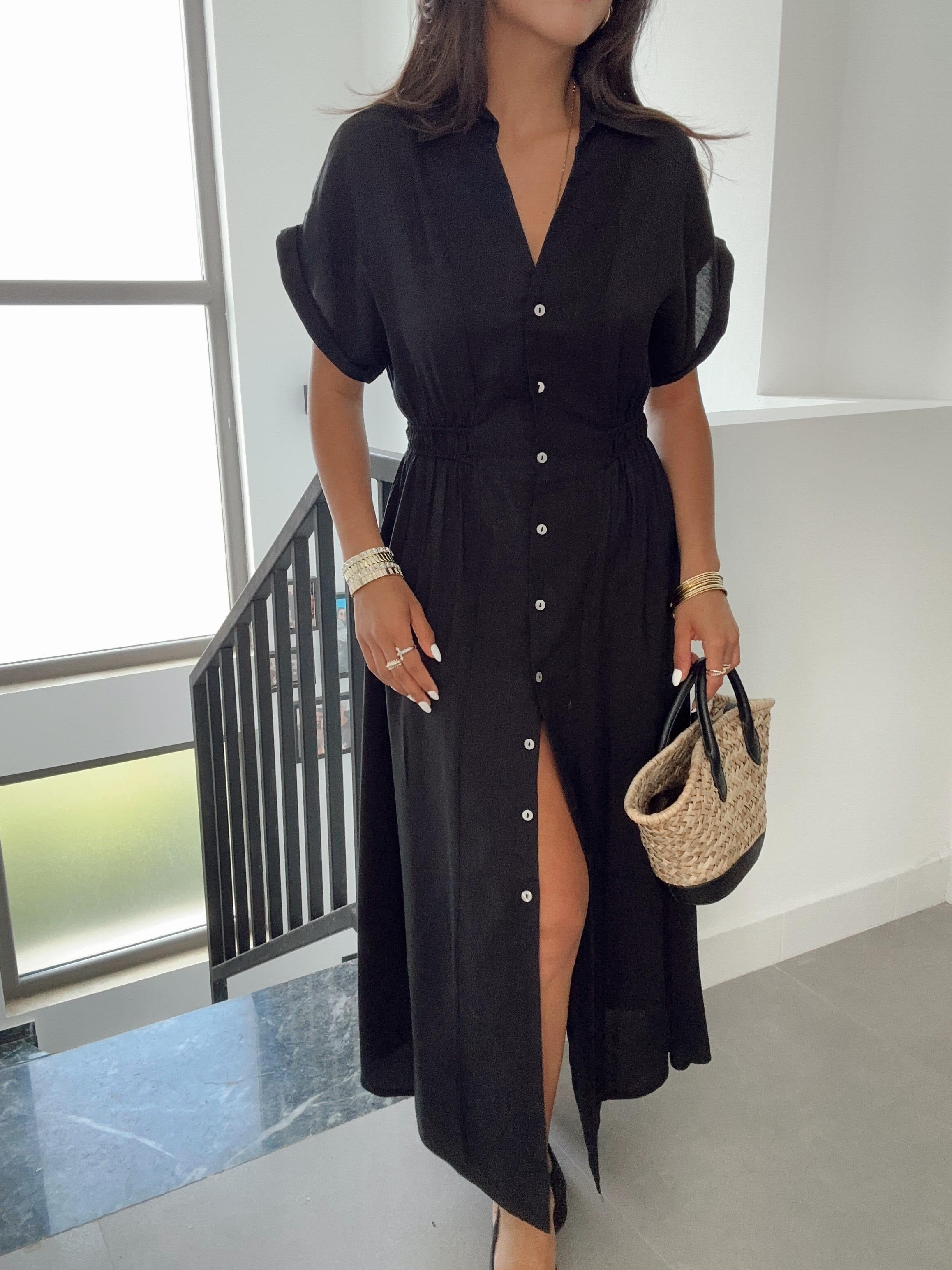Siyah Gömlek Elbise