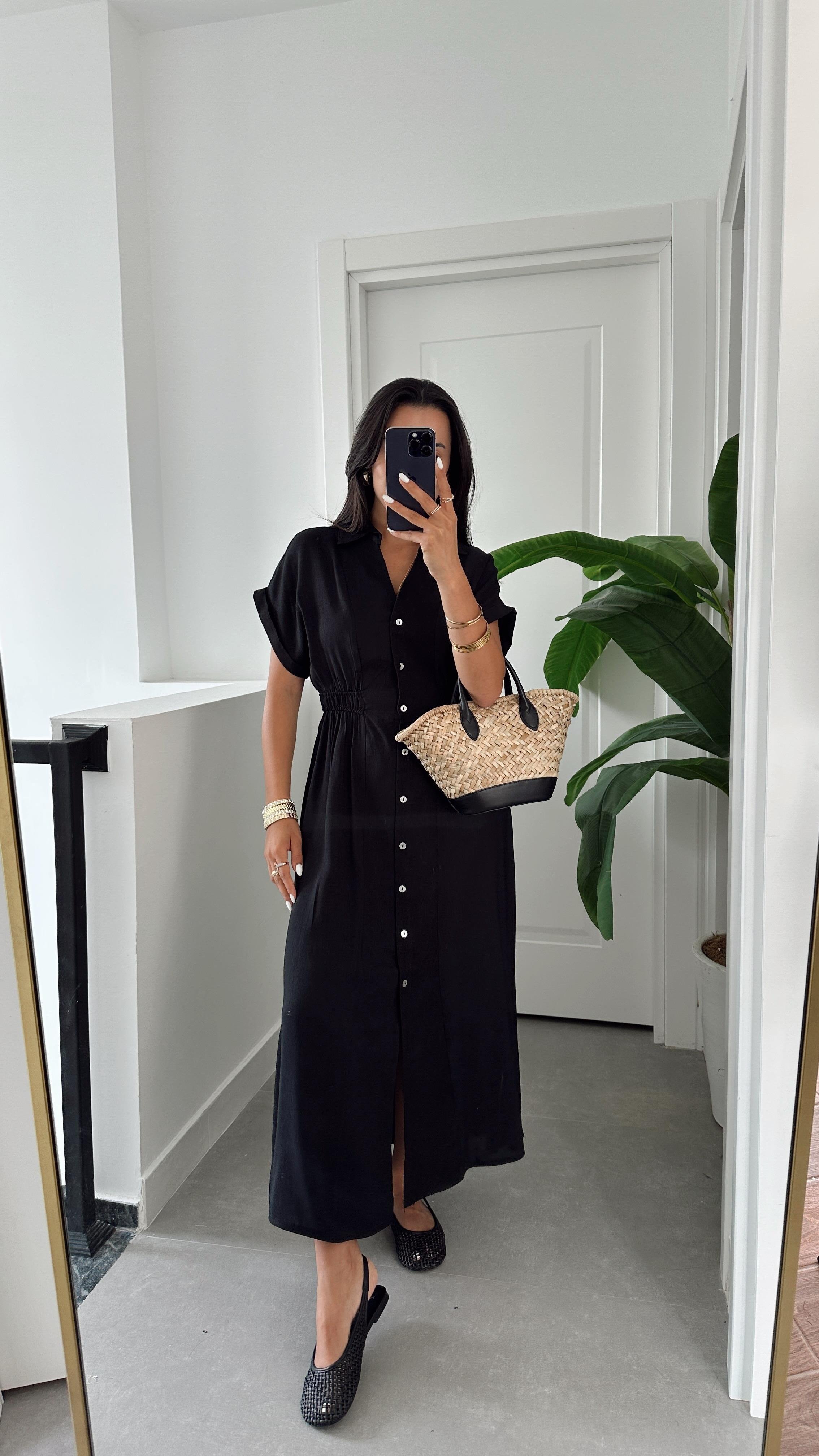 Siyah Gömlek Elbise