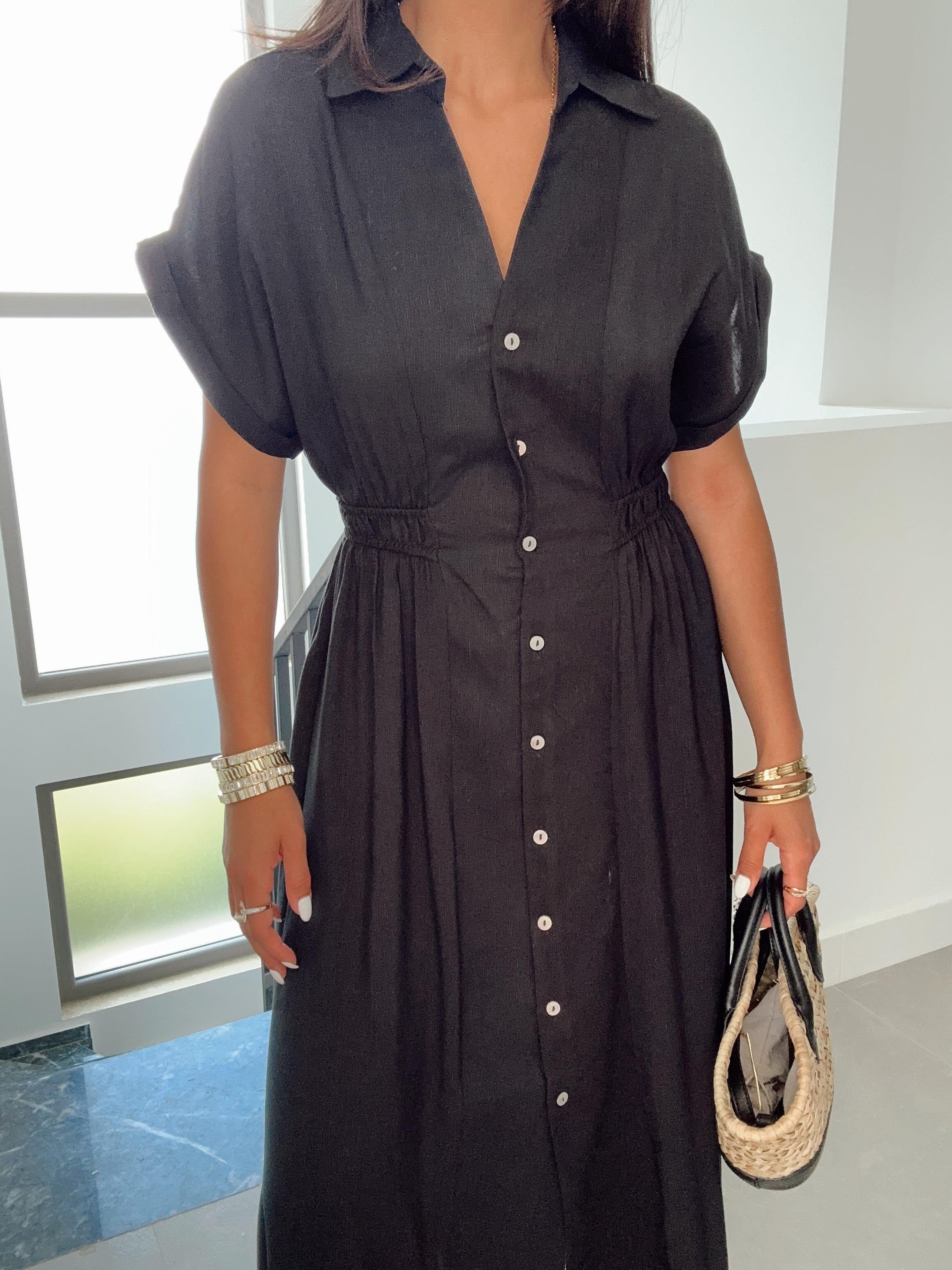 Siyah Gömlek Elbise