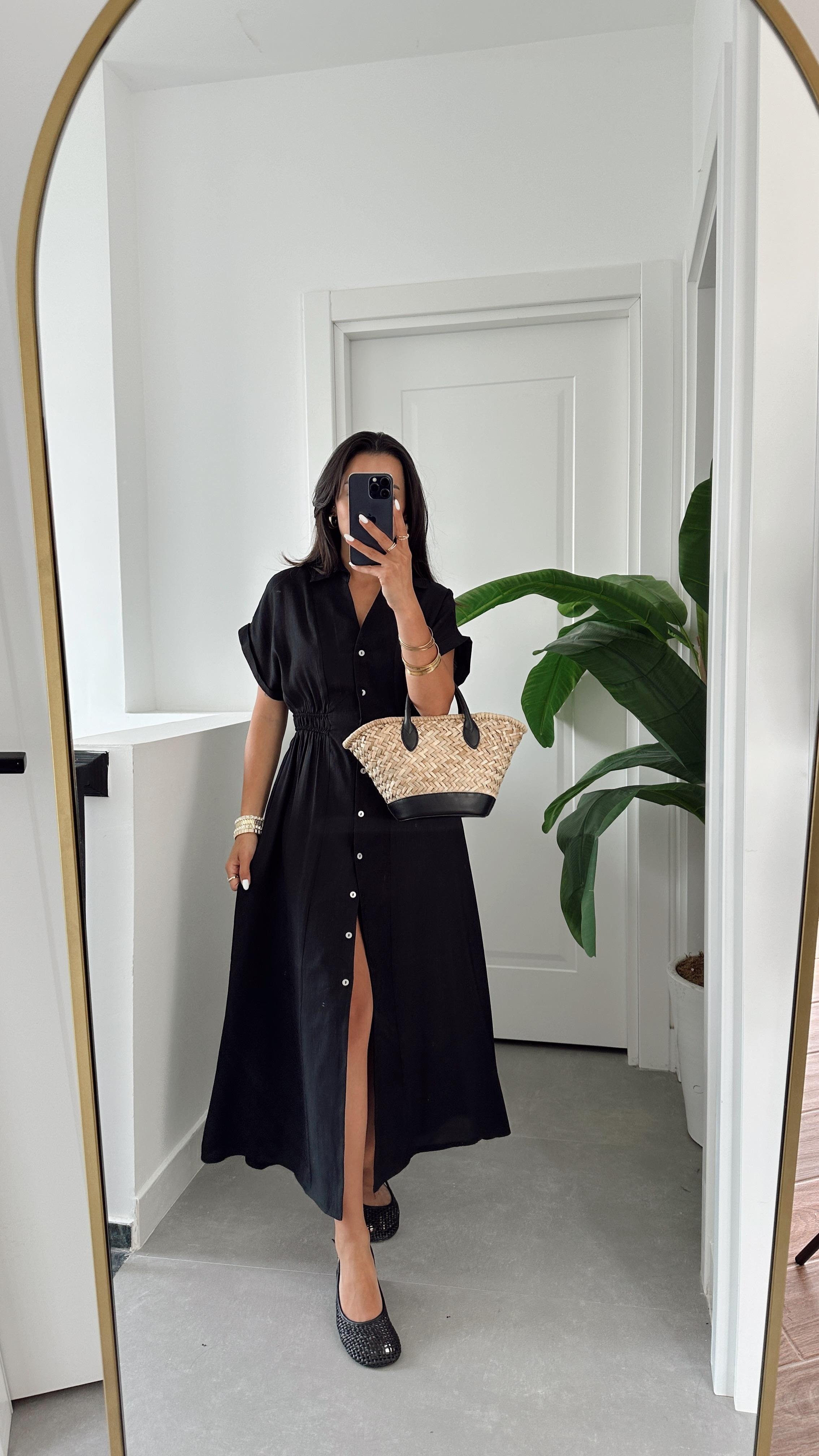 Siyah Gömlek Elbise