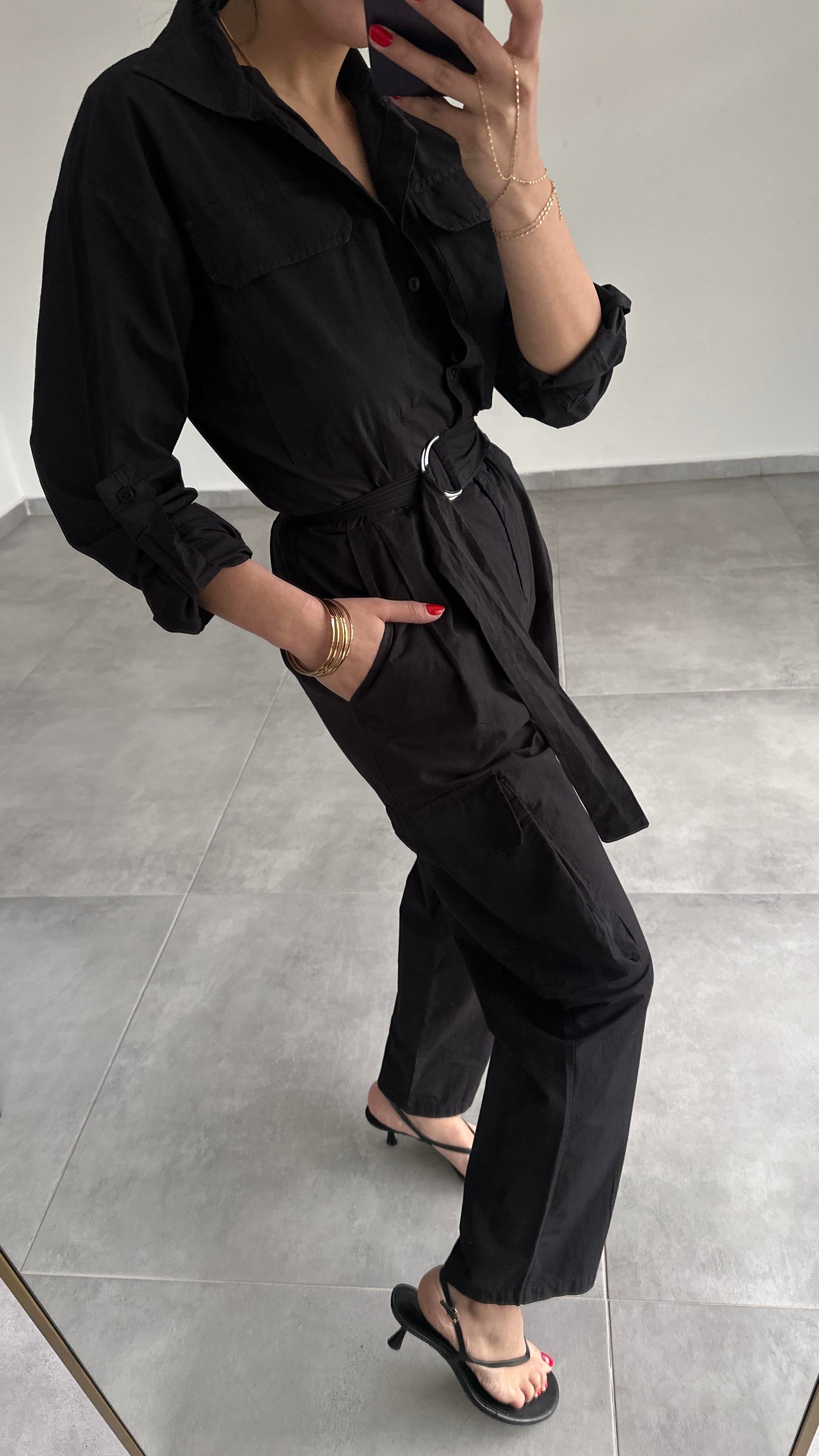 Siyah Kargo Cepli Tulum