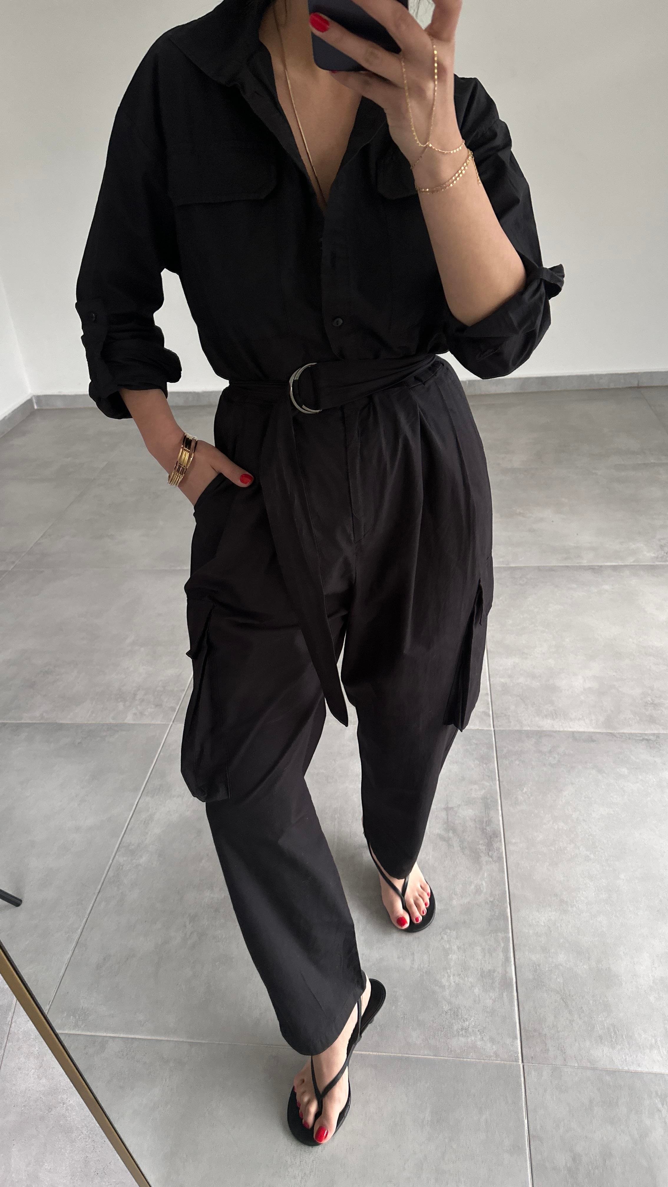 Siyah Kargo Cepli Tulum