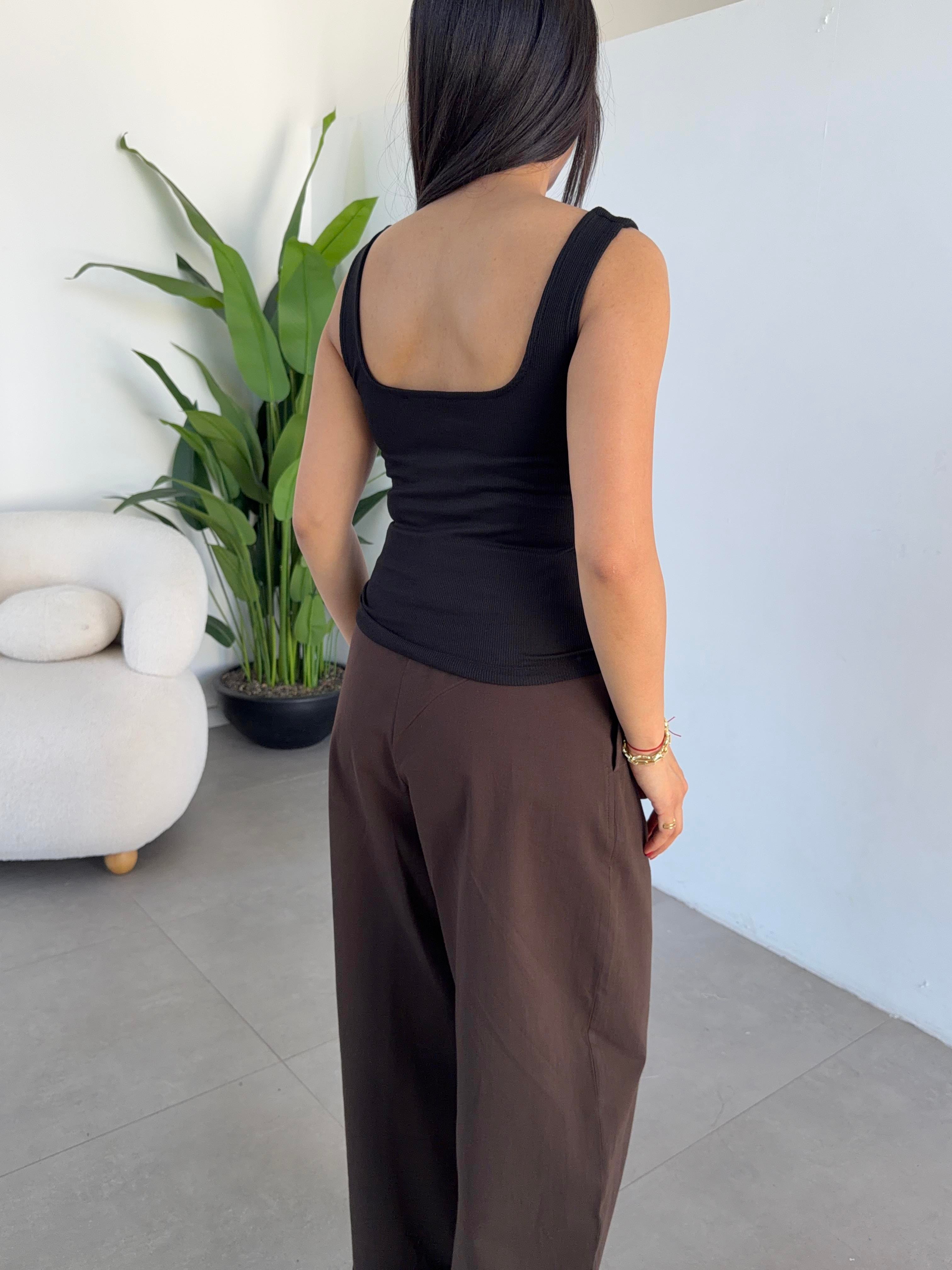Siyah Kaşkorse Tulumlu Kare Yaka Atlet