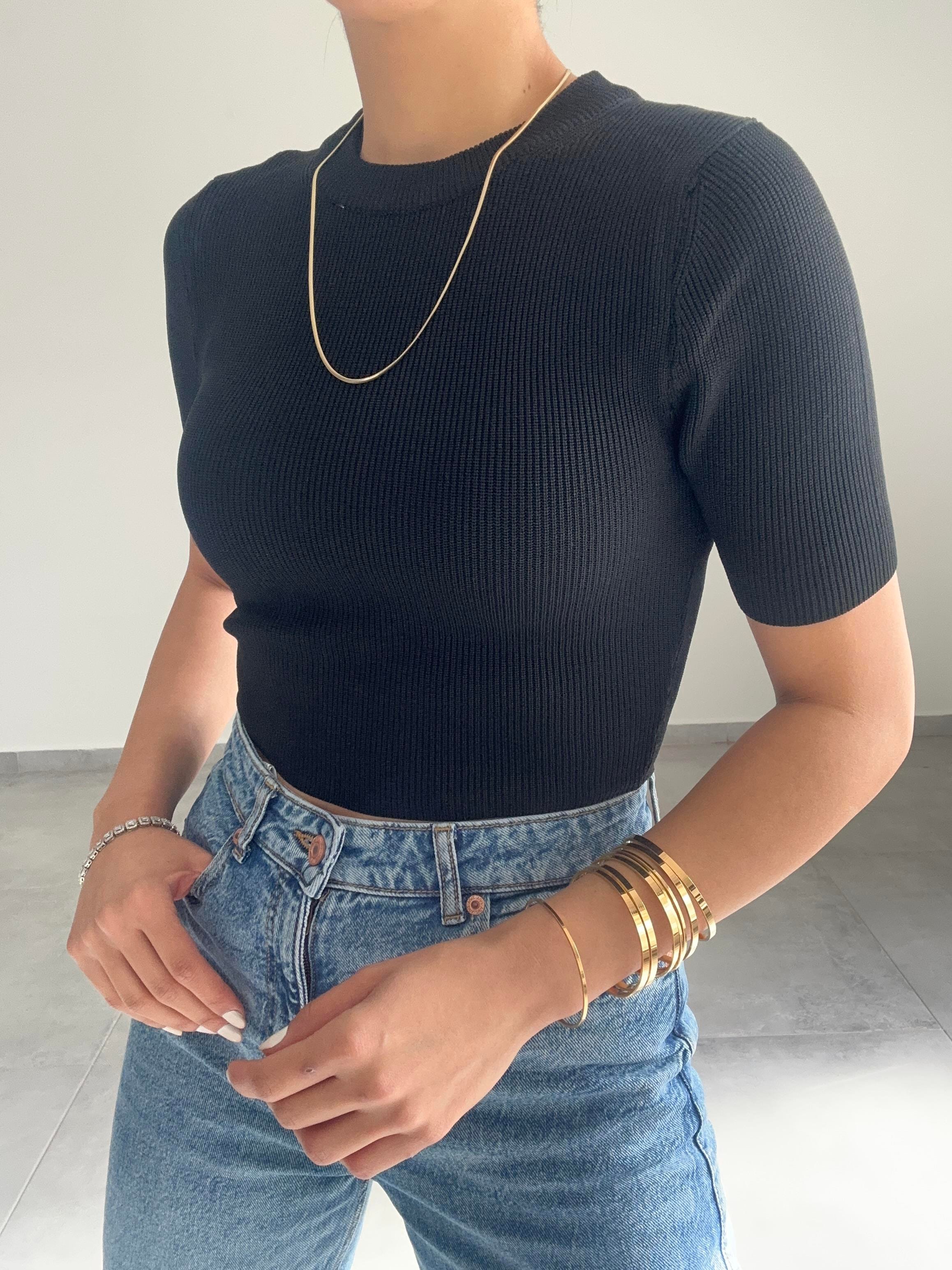 Siyah Kısa Kol Triko Badi