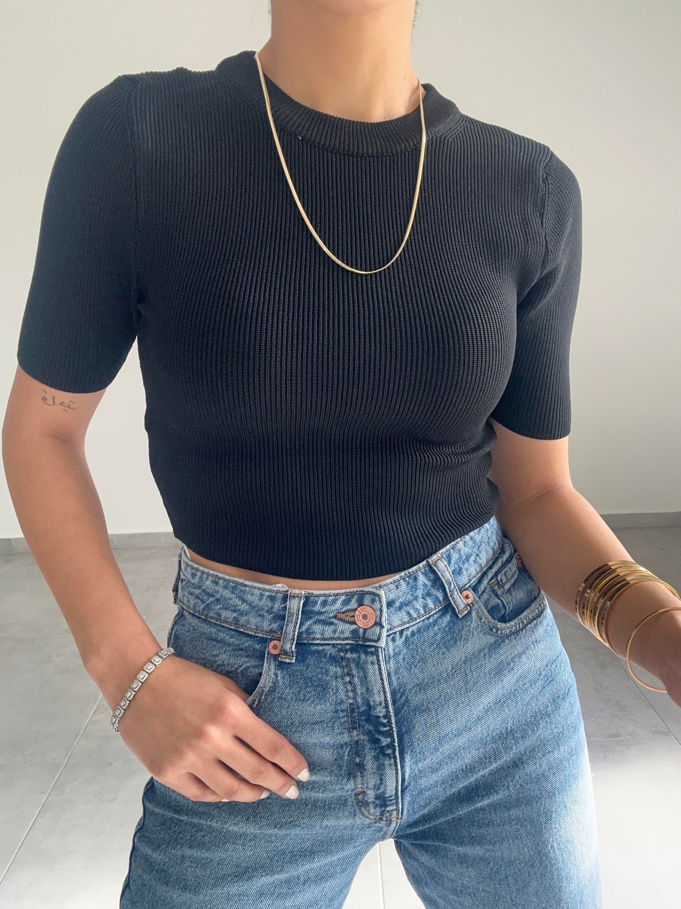 Siyah Kısa Kol Triko Badi