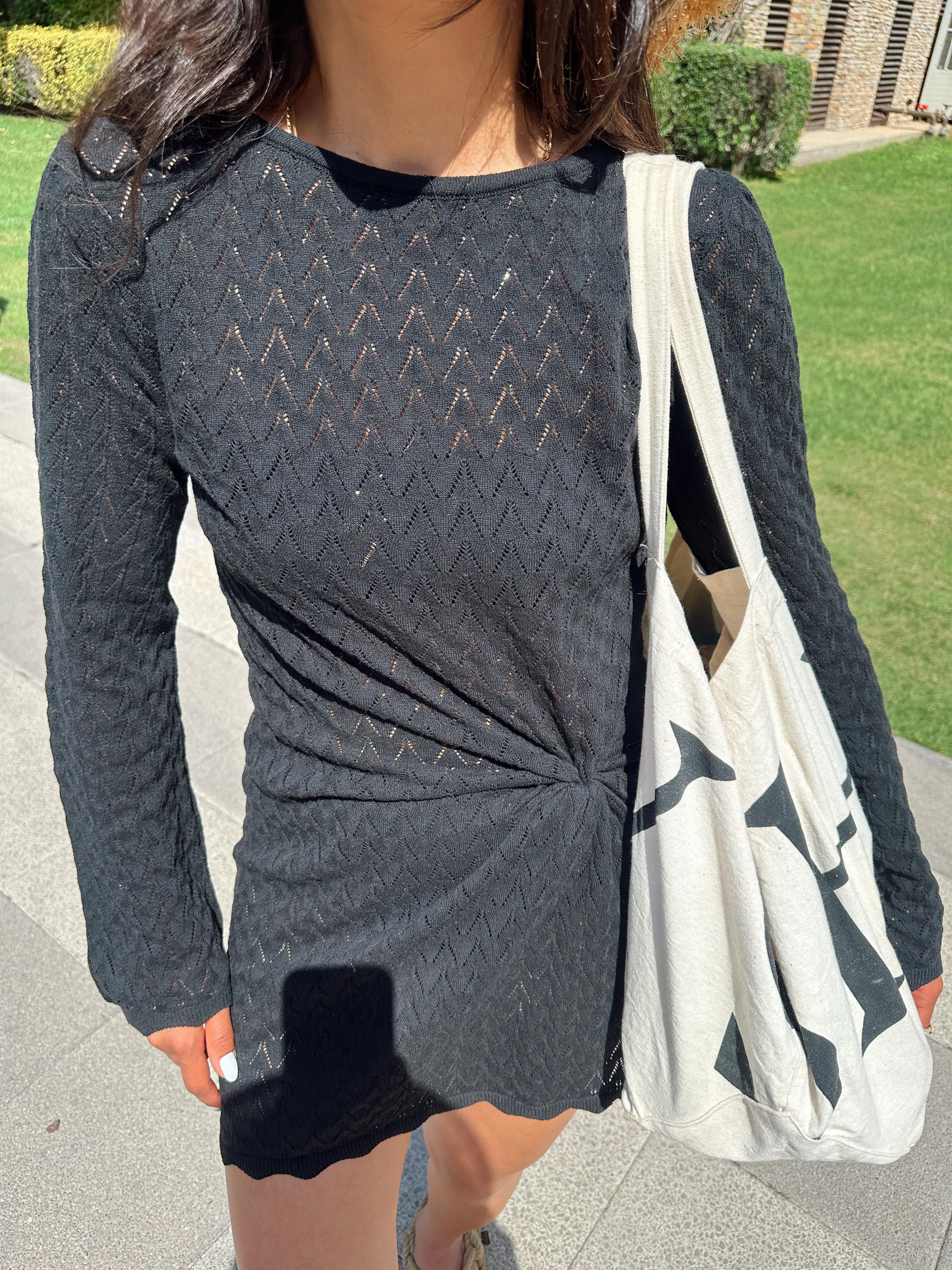 Siyah Örme Triko Elbise