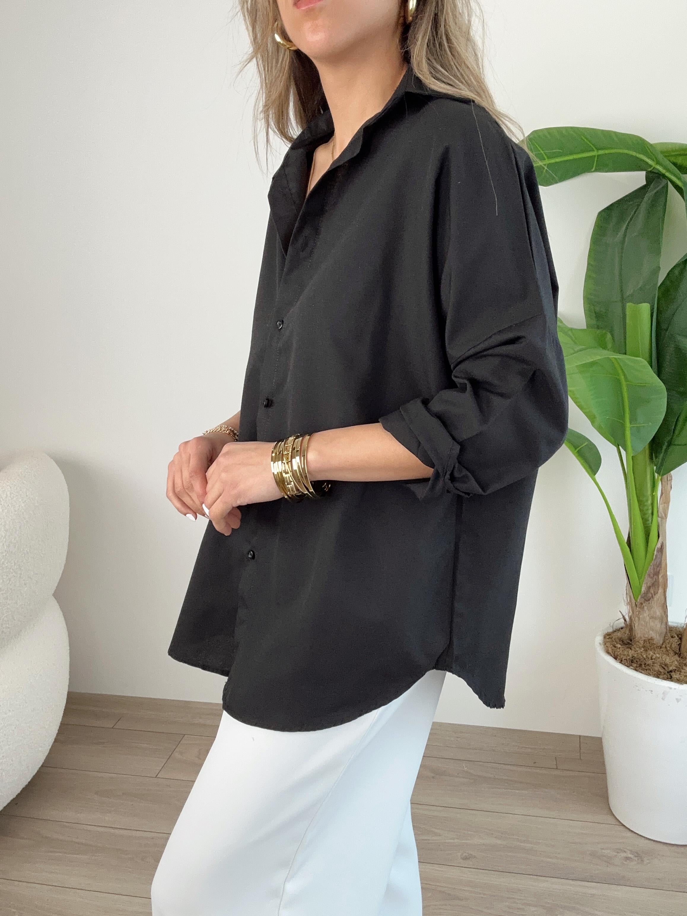 Siyah Oversize Gömlek