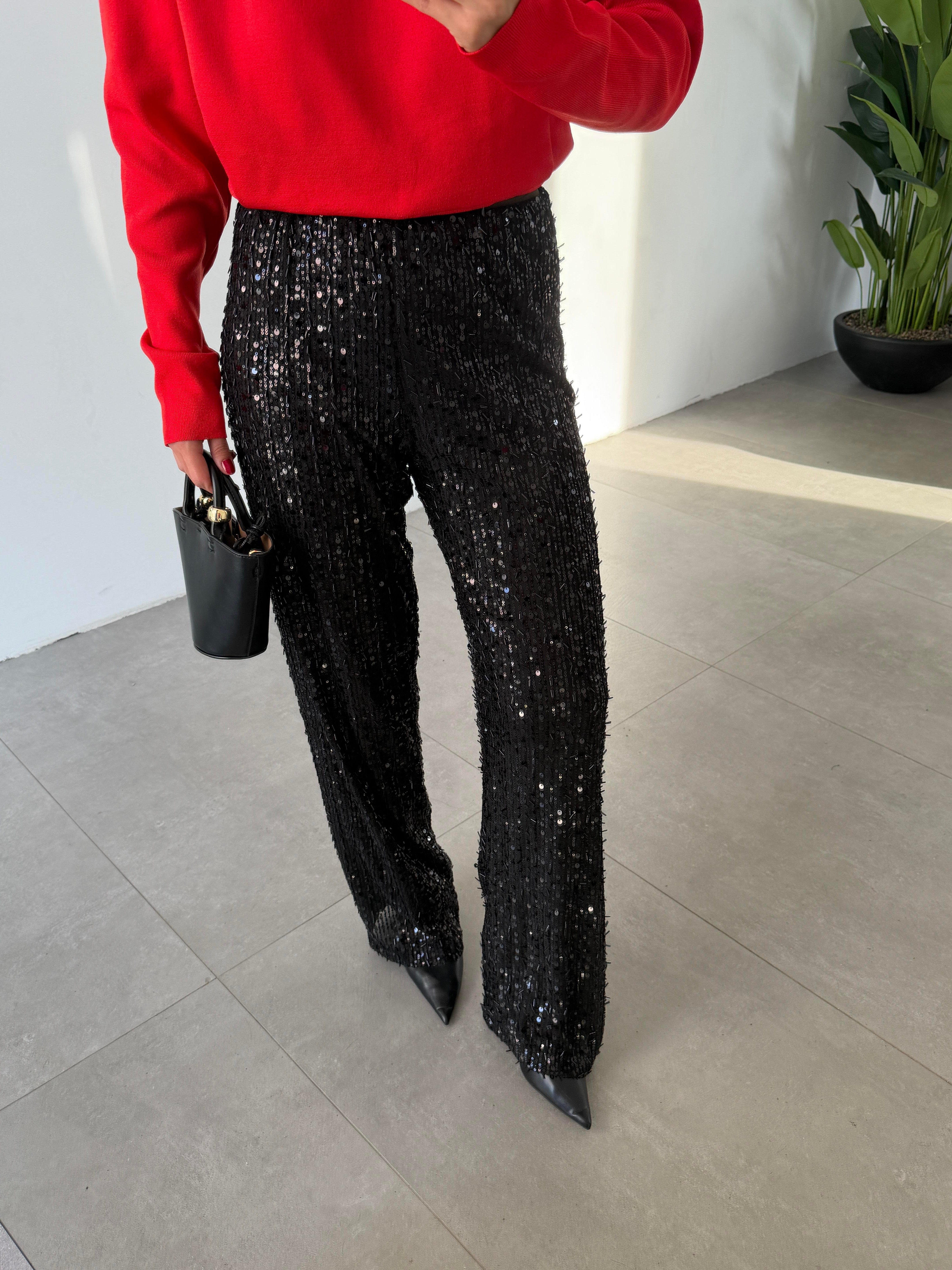 Siyah Payet Pantolon