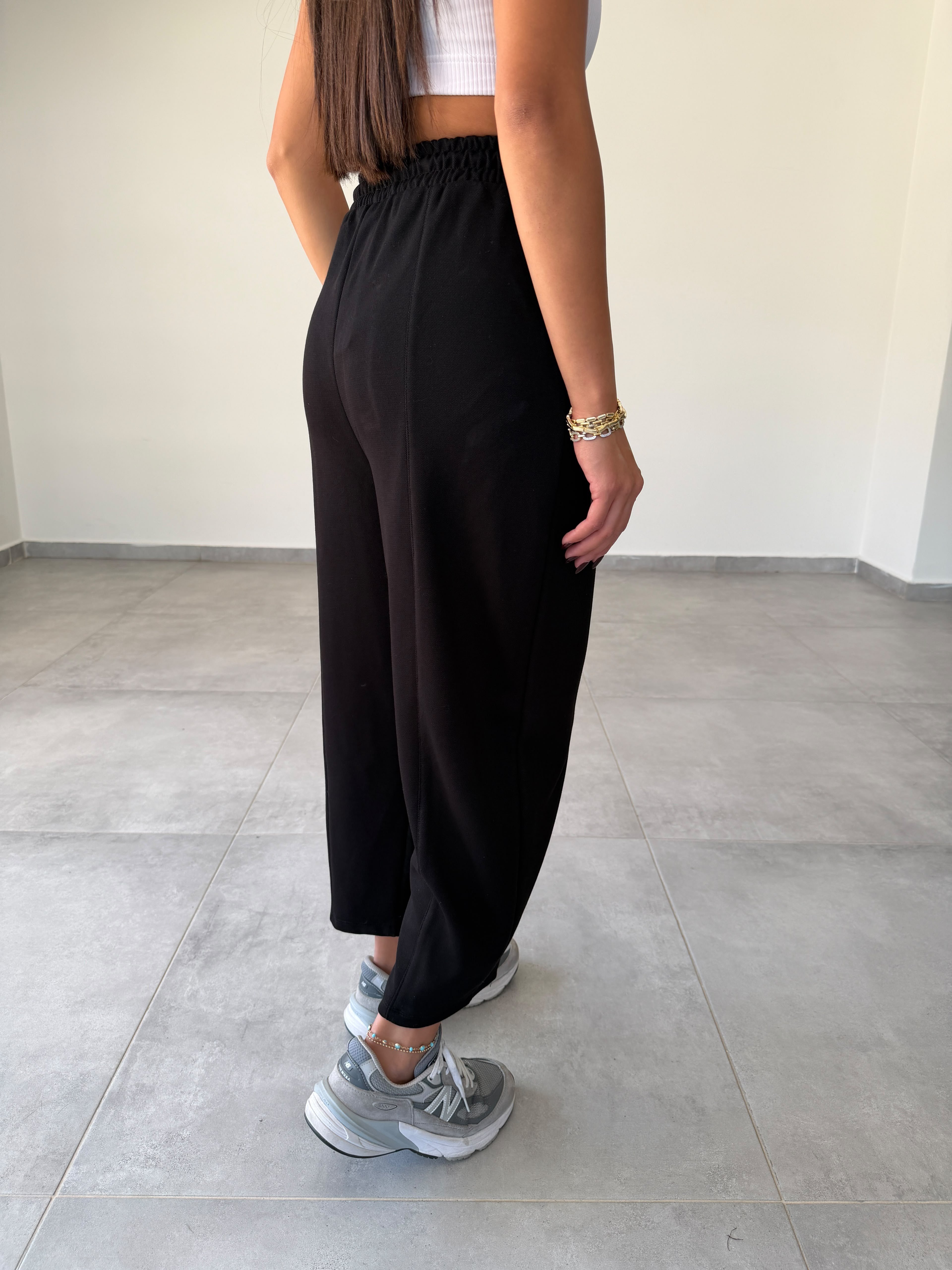 Siyah Pike Çimalı Balon Pantolon