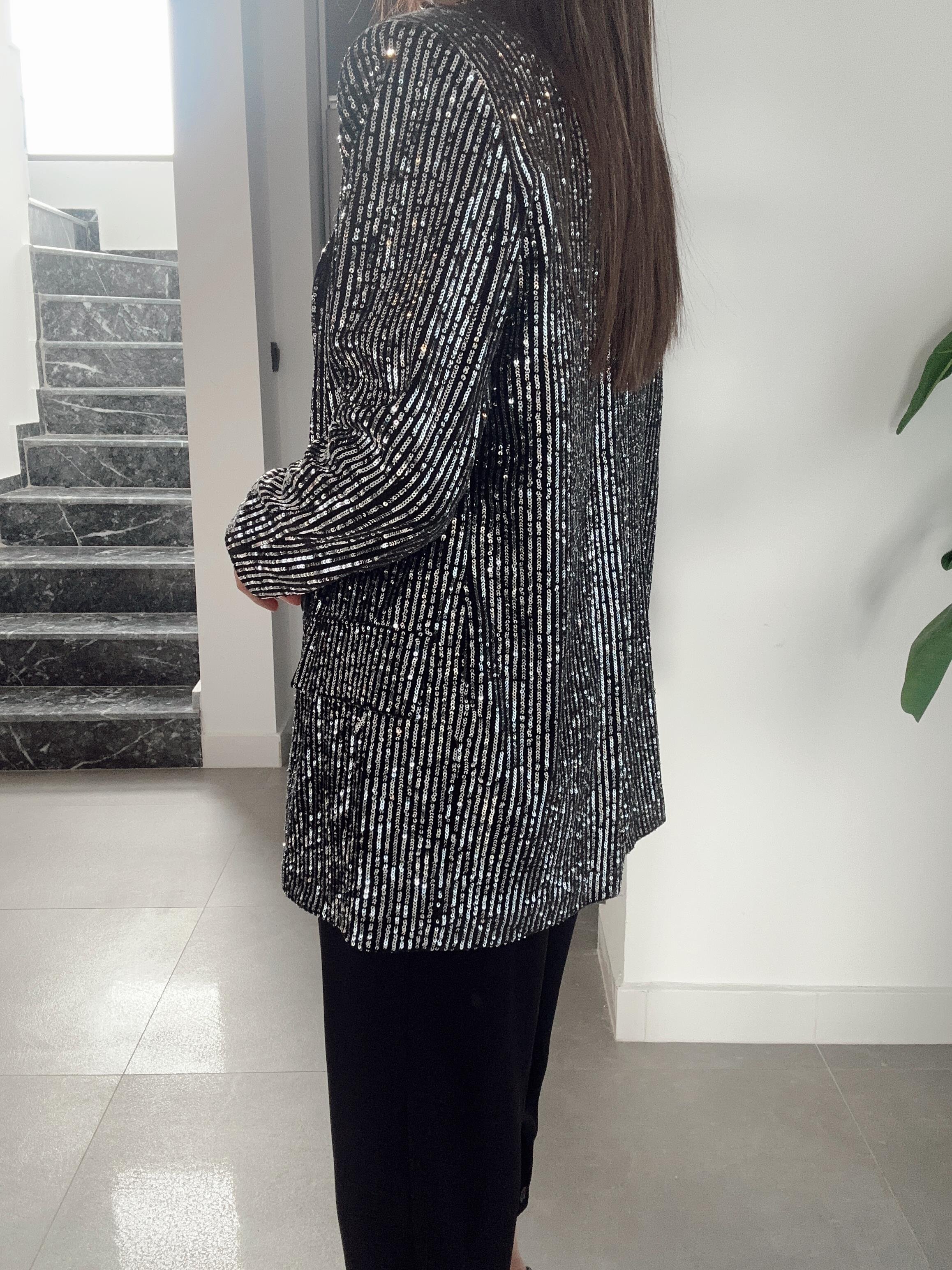 Siyah Pullu Blazer Ceket