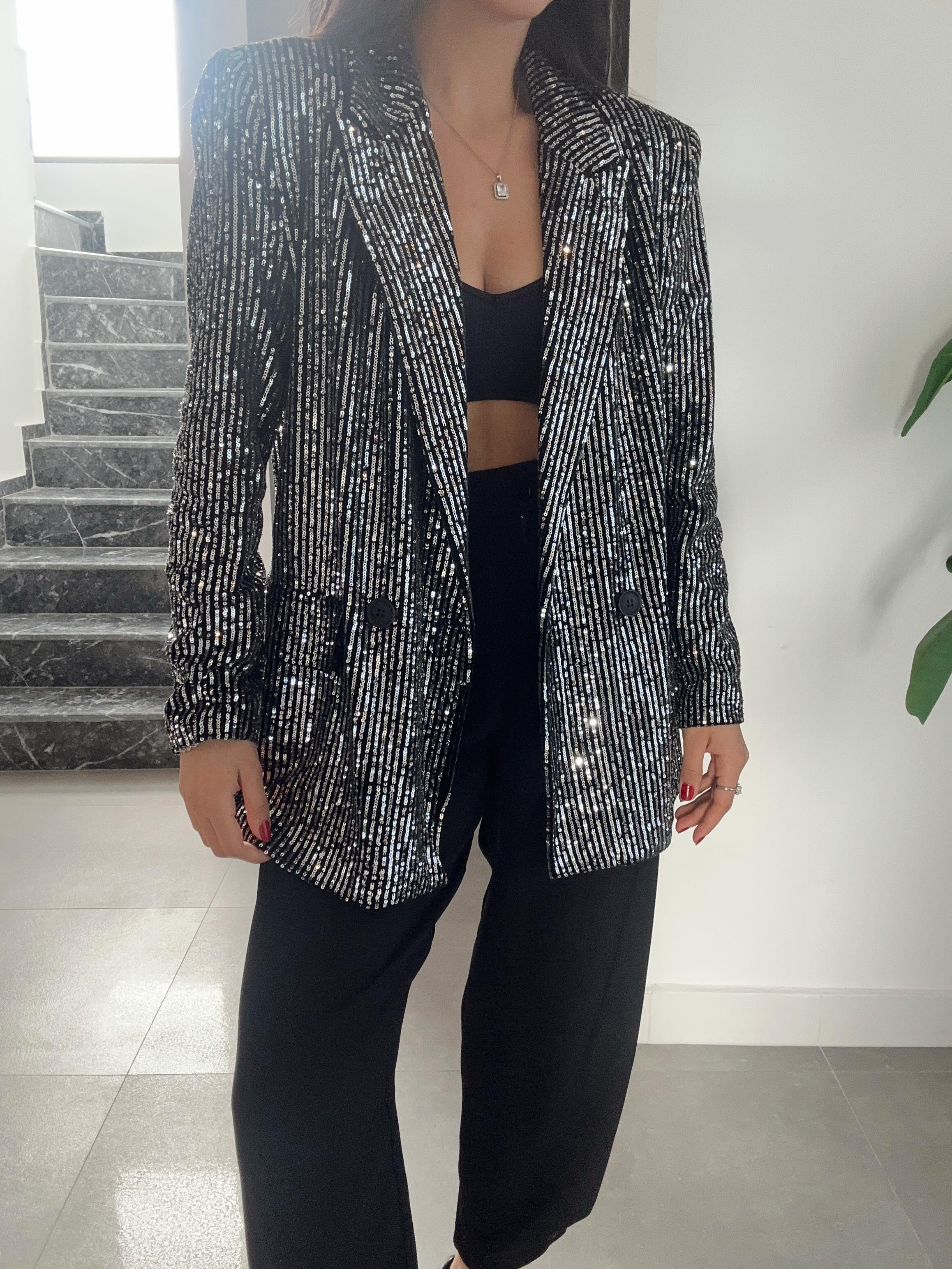 Siyah Pullu Blazer Ceket