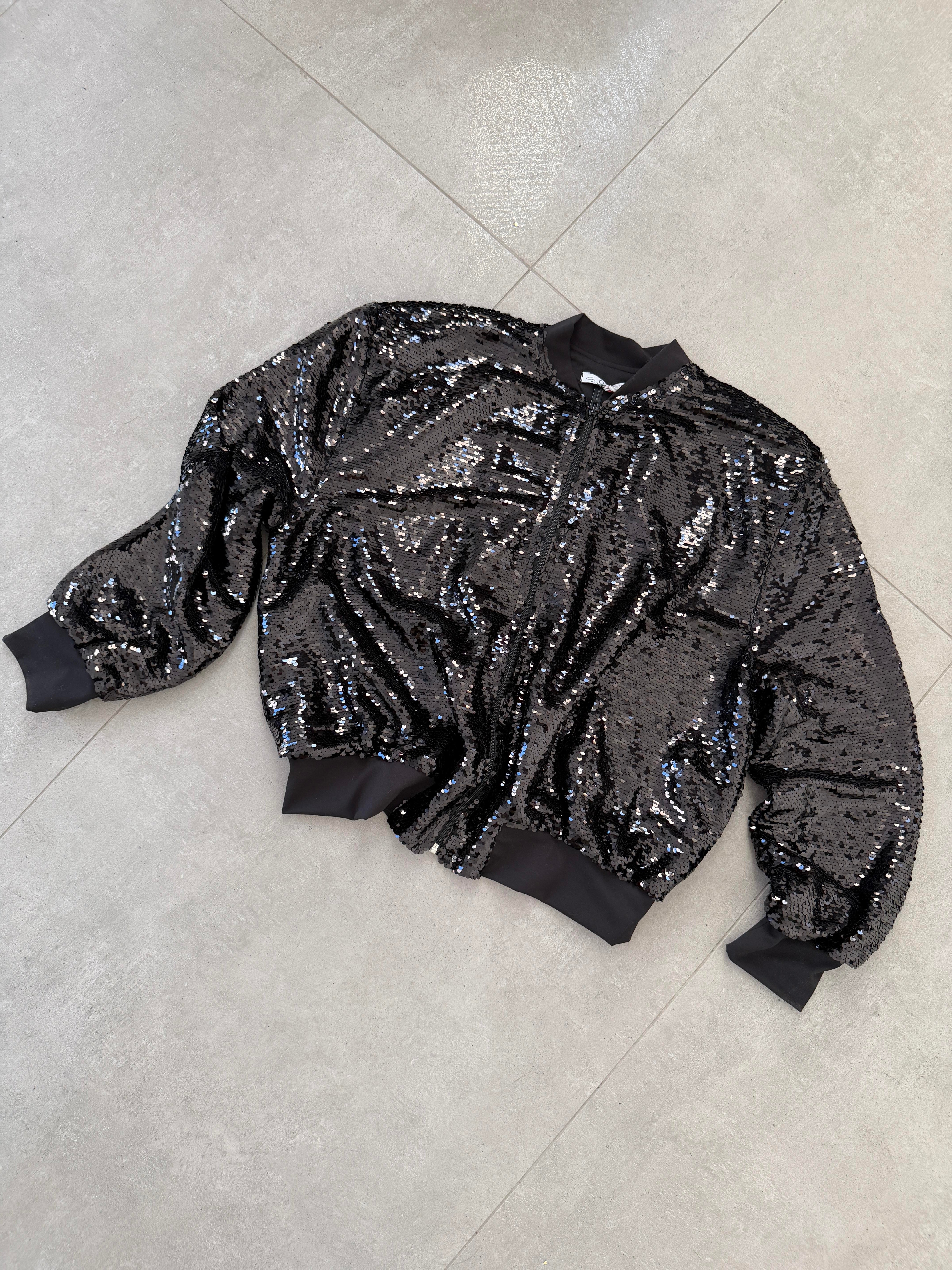 Siyah Pullu Bomber Ceket