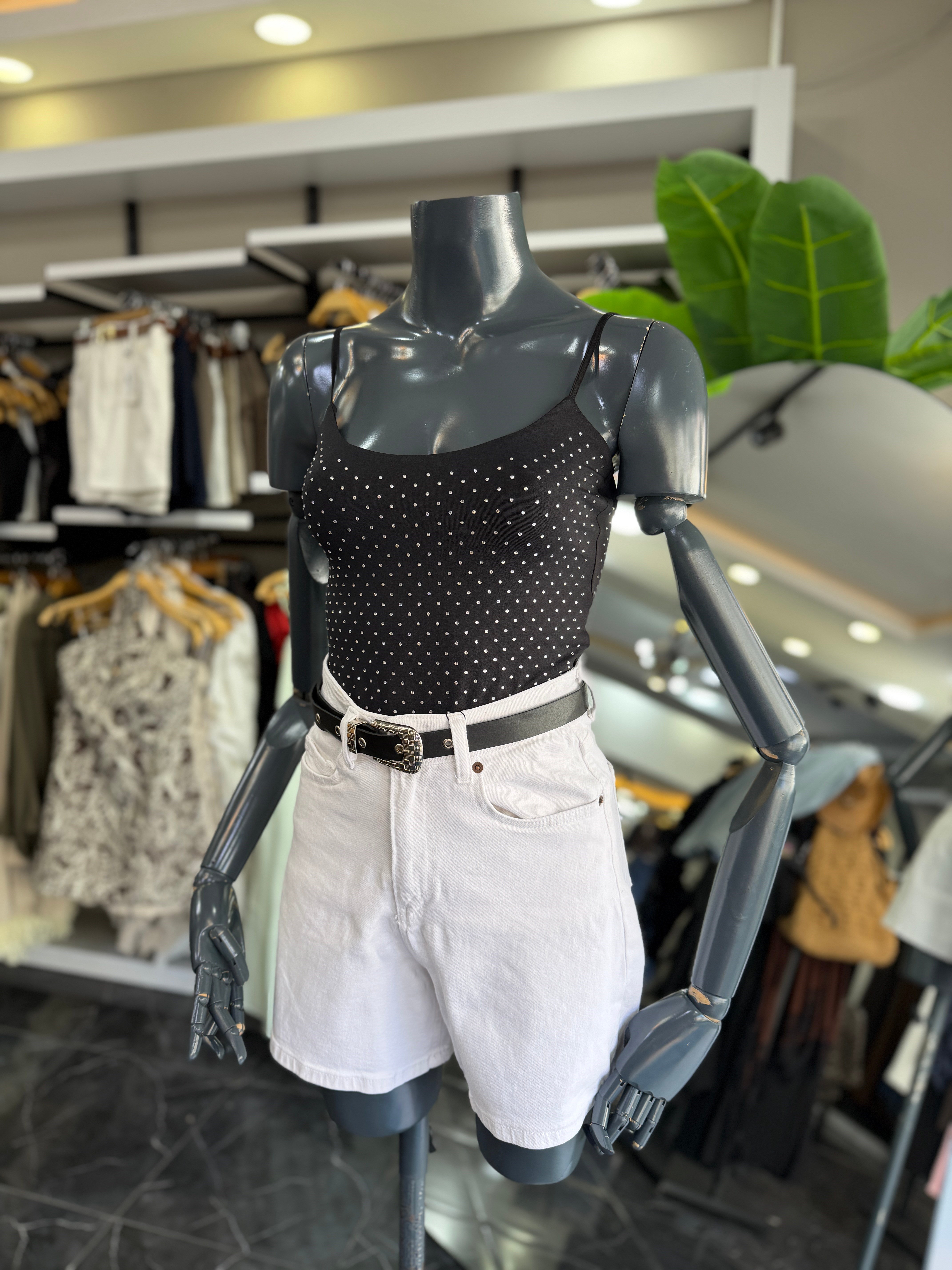 Siyah Taşlı Bodysuit