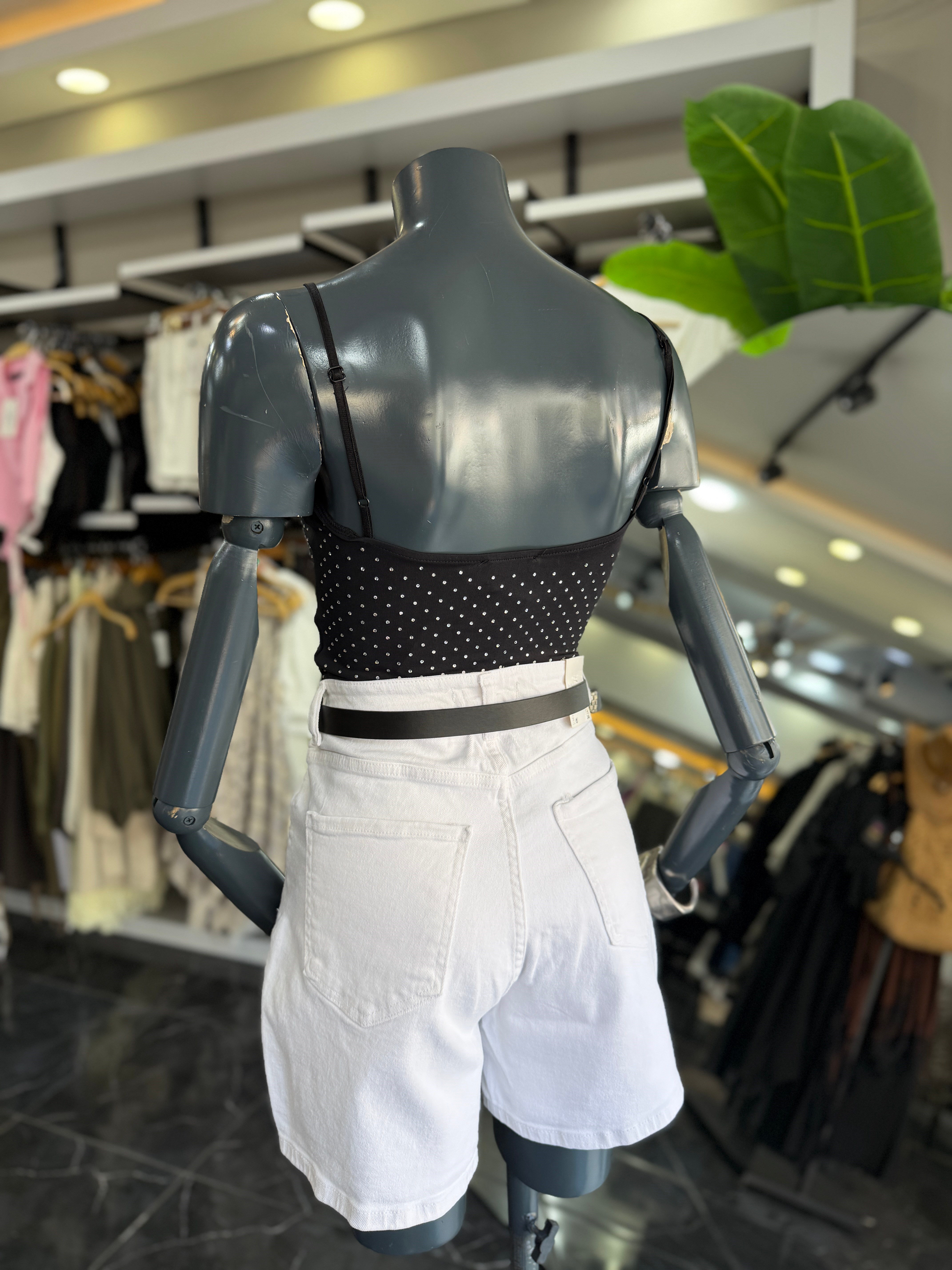 Siyah Taşlı Bodysuit